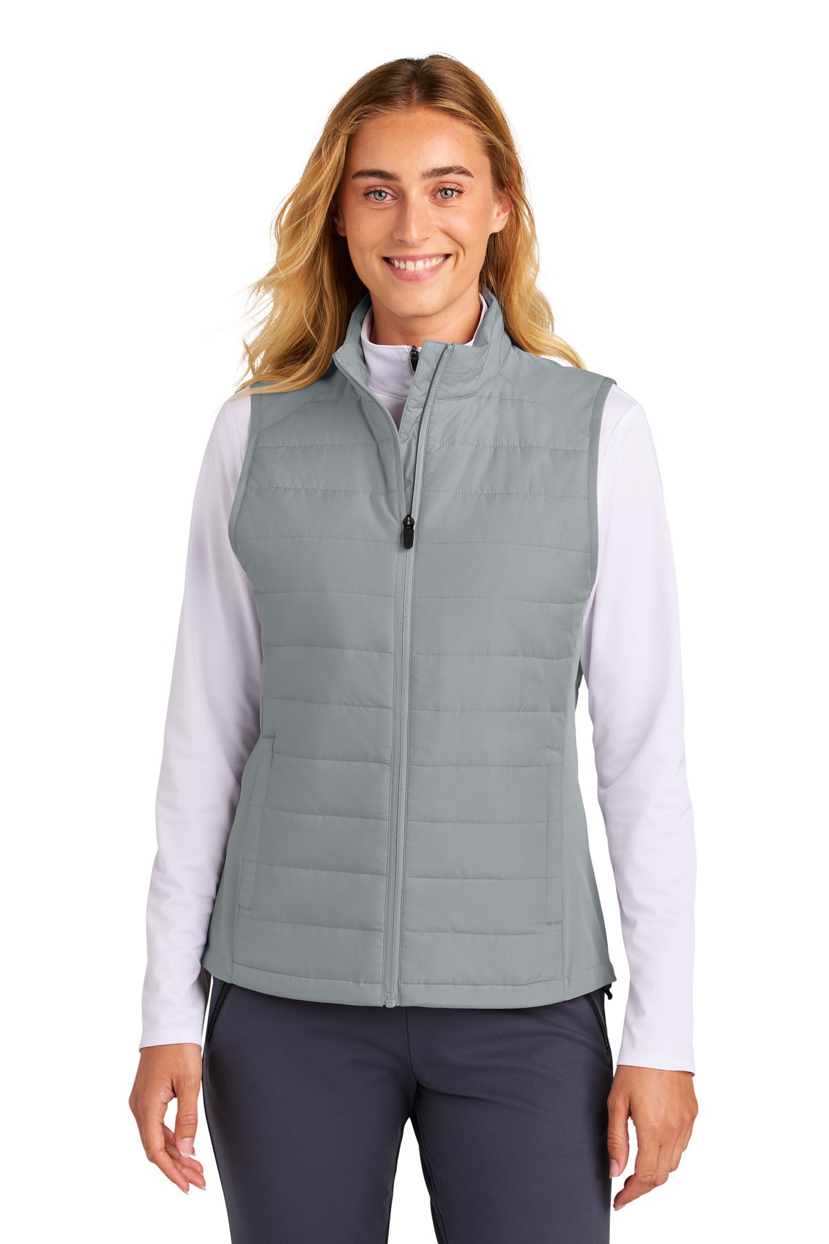 Custom logo Sport-Tek® Women's Teknical Hybrid Vest LST941 in Silver