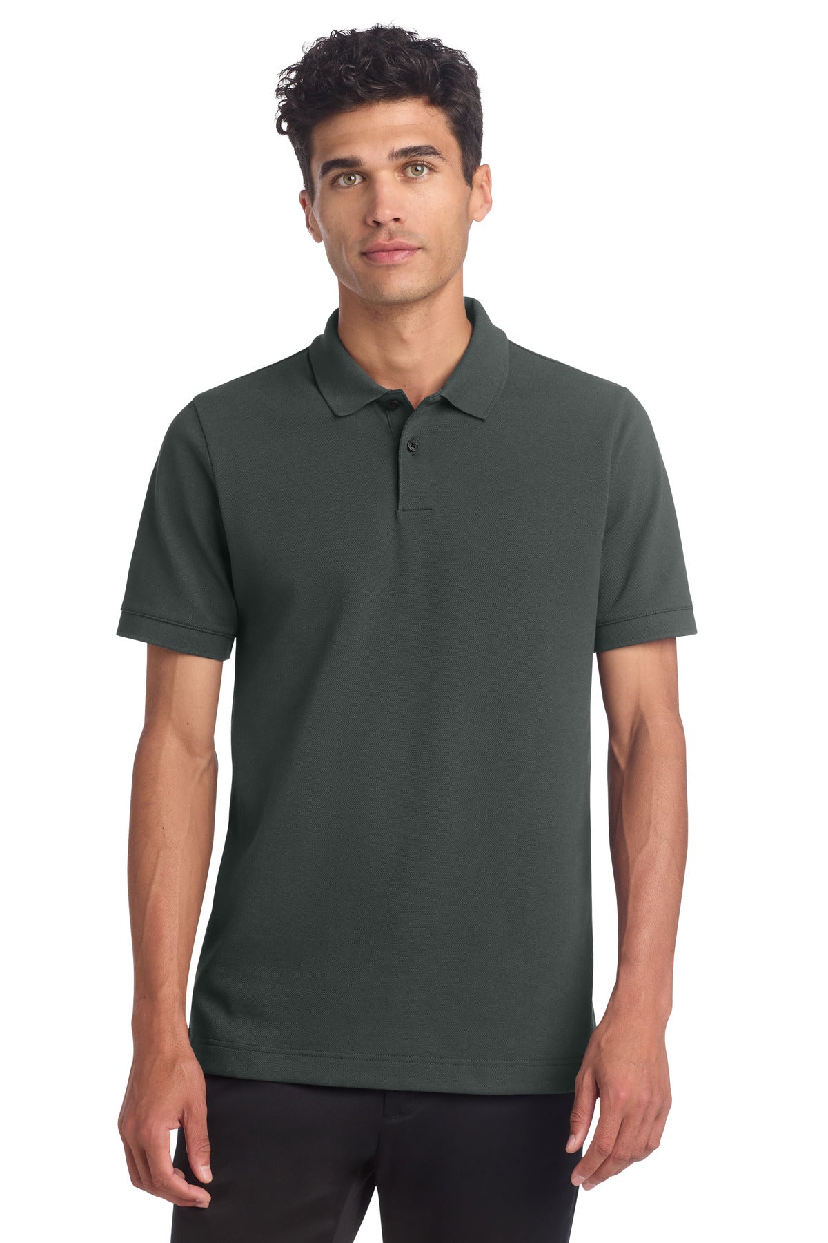 Custom logo Mercer+Mettle® Stretch Heavyweight Pique Polo MM1000 in Anchor Grey
