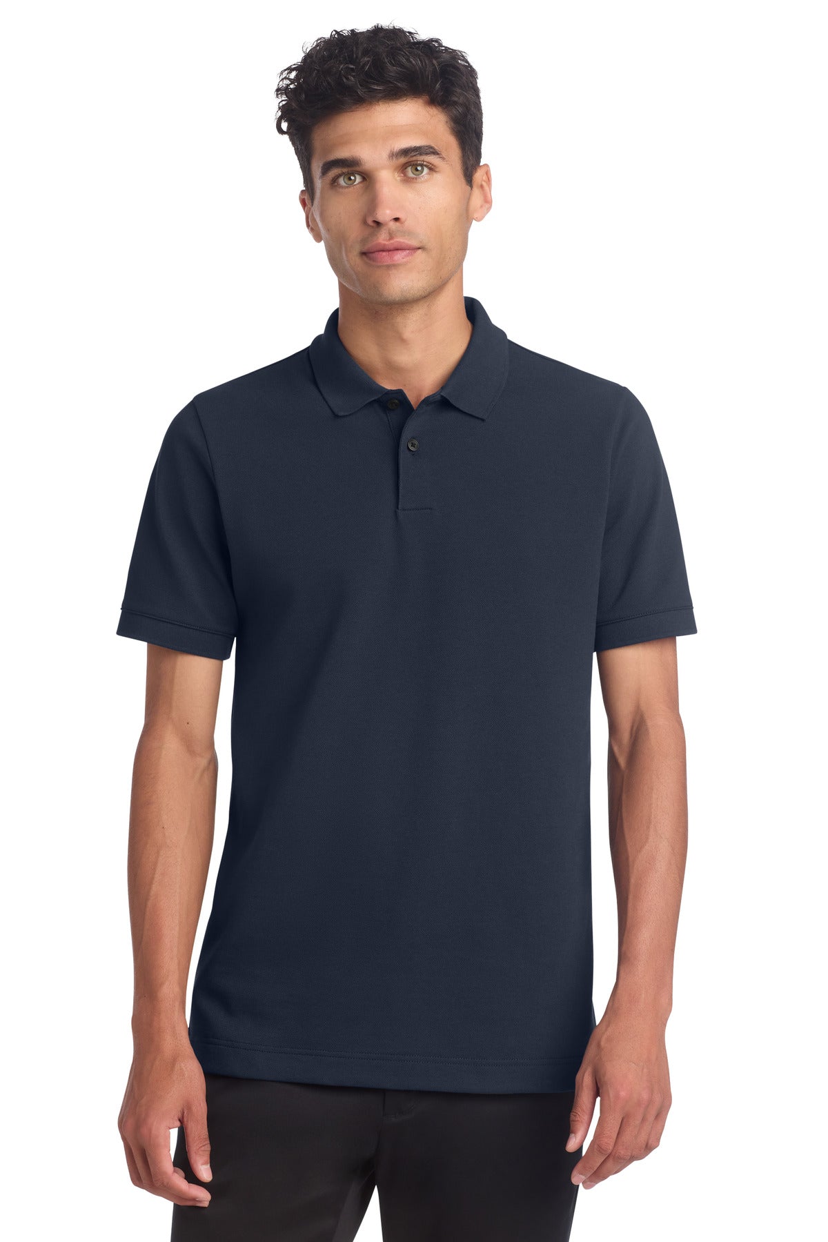 Custom logo Mercer+Mettle® Stretch Heavyweight Pique Polo MM1000 in Night Navy