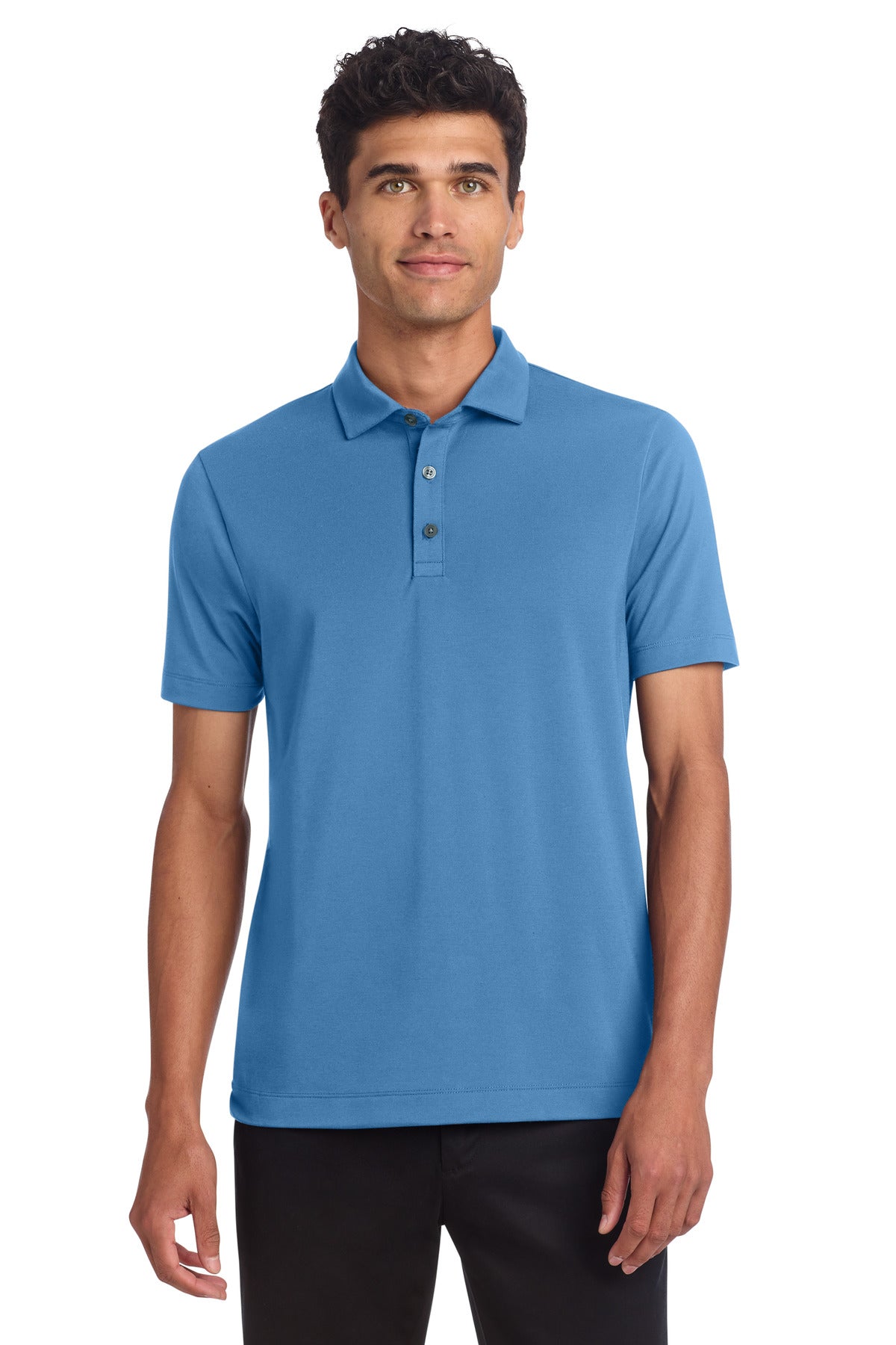 Custom logo Mercer+Mettle® Stretch Jersey Polo MM1014 in Parisian Blue