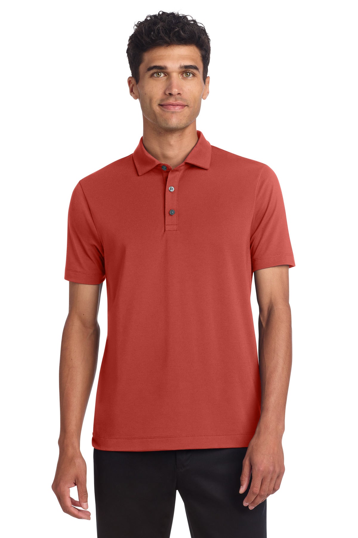 Custom logo Mercer+Mettle® Stretch Jersey Polo MM1014 in Terracotta