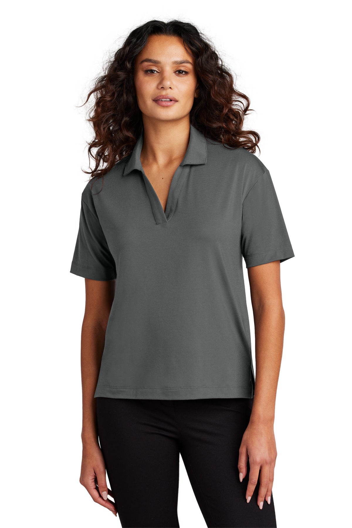 Custom logo Mercer+Mettle® Women's Stretch Jersey Polo MM1015 in Anchor Grey