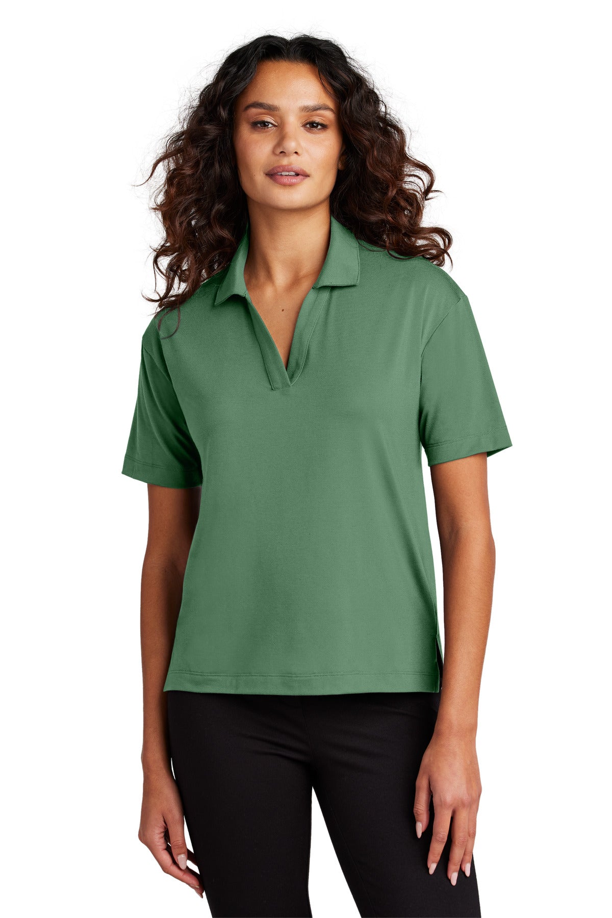 Custom logo Mercer+Mettle® Women's Stretch Jersey Polo MM1015 in Sage