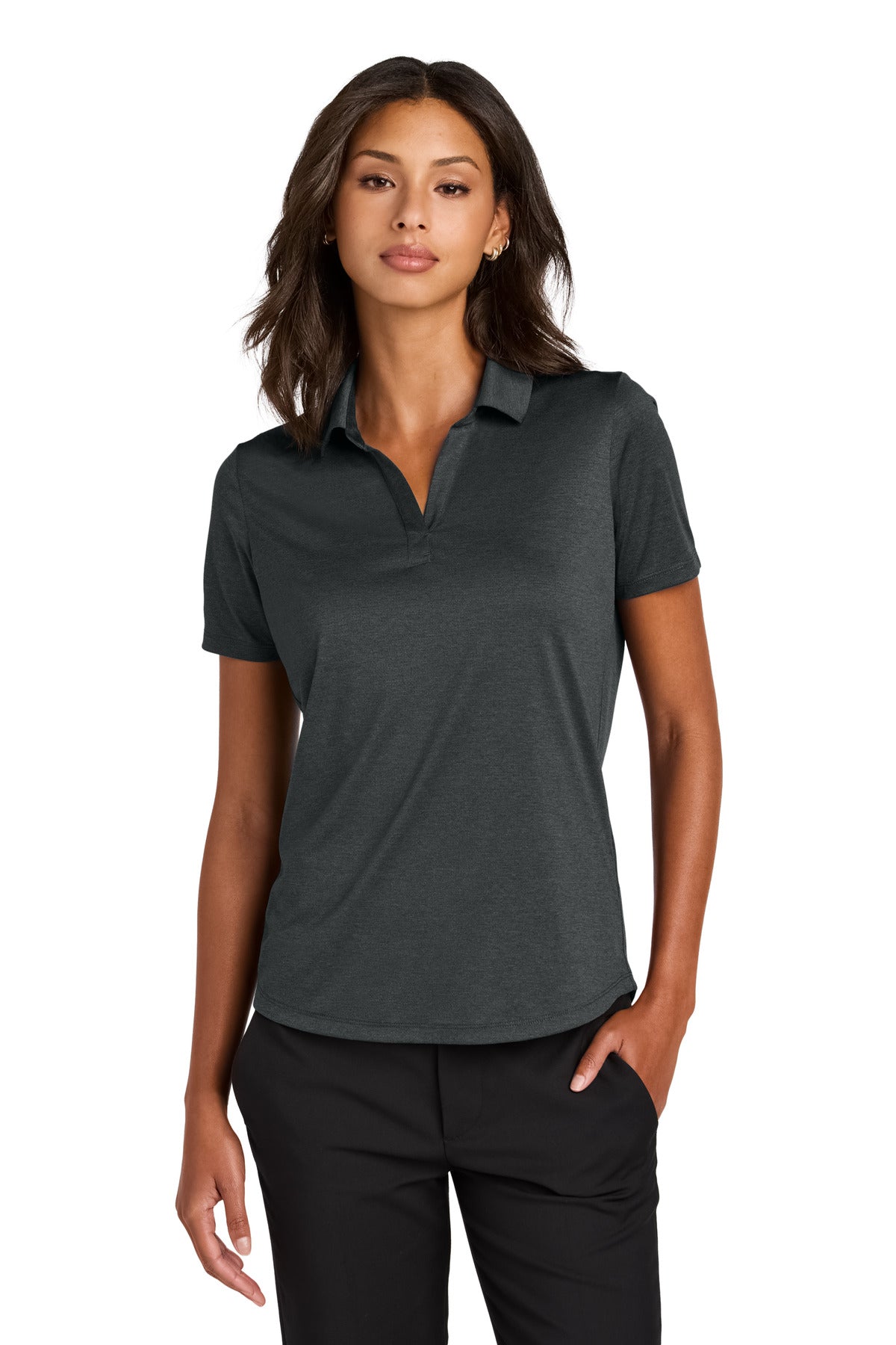 Custom logo Mercer+Mettle® Women's Recharge Jersey Polo MM1021 in Anchor Grey Heather