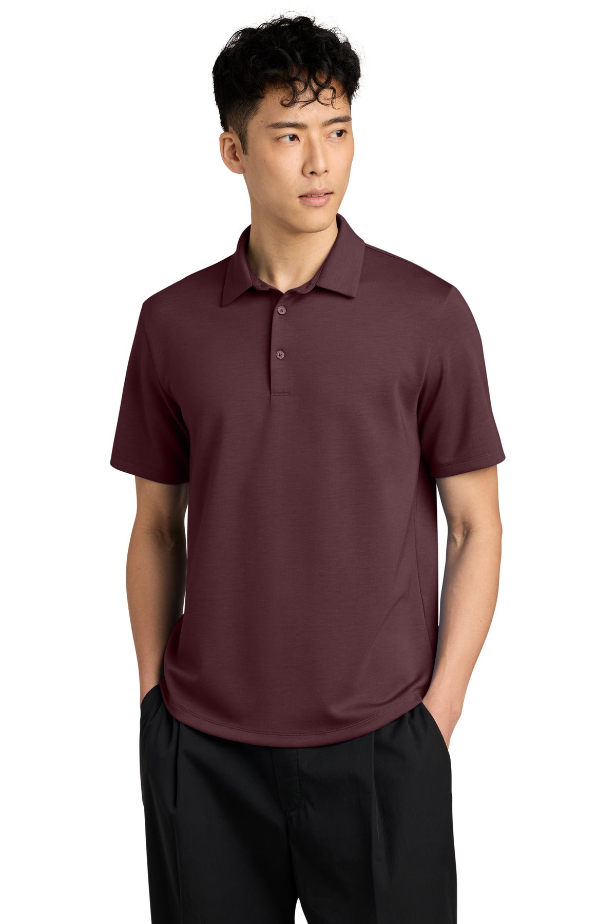 Custom logo Mercer+Mettle® Lite Spacer Polo MM1040 in Dark Raisin