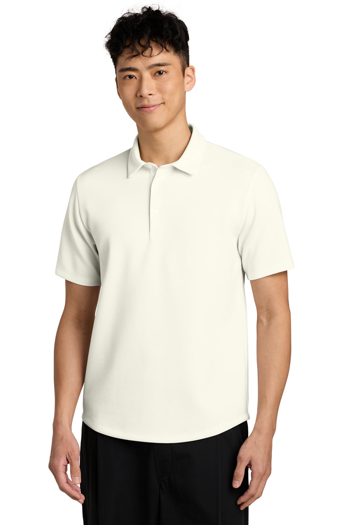 Custom logo Mercer+Mettle® Lite Spacer Polo MM1040 in Ivory Chiffon