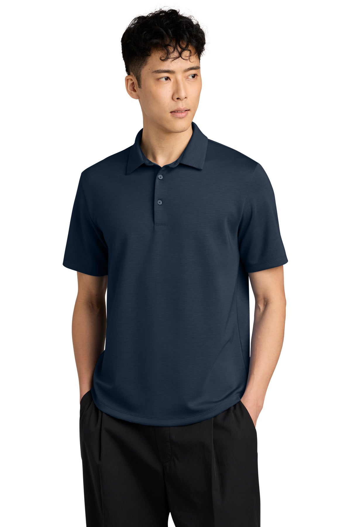 Custom logo Mercer+Mettle® Lite Spacer Polo MM1040 in Night Navy