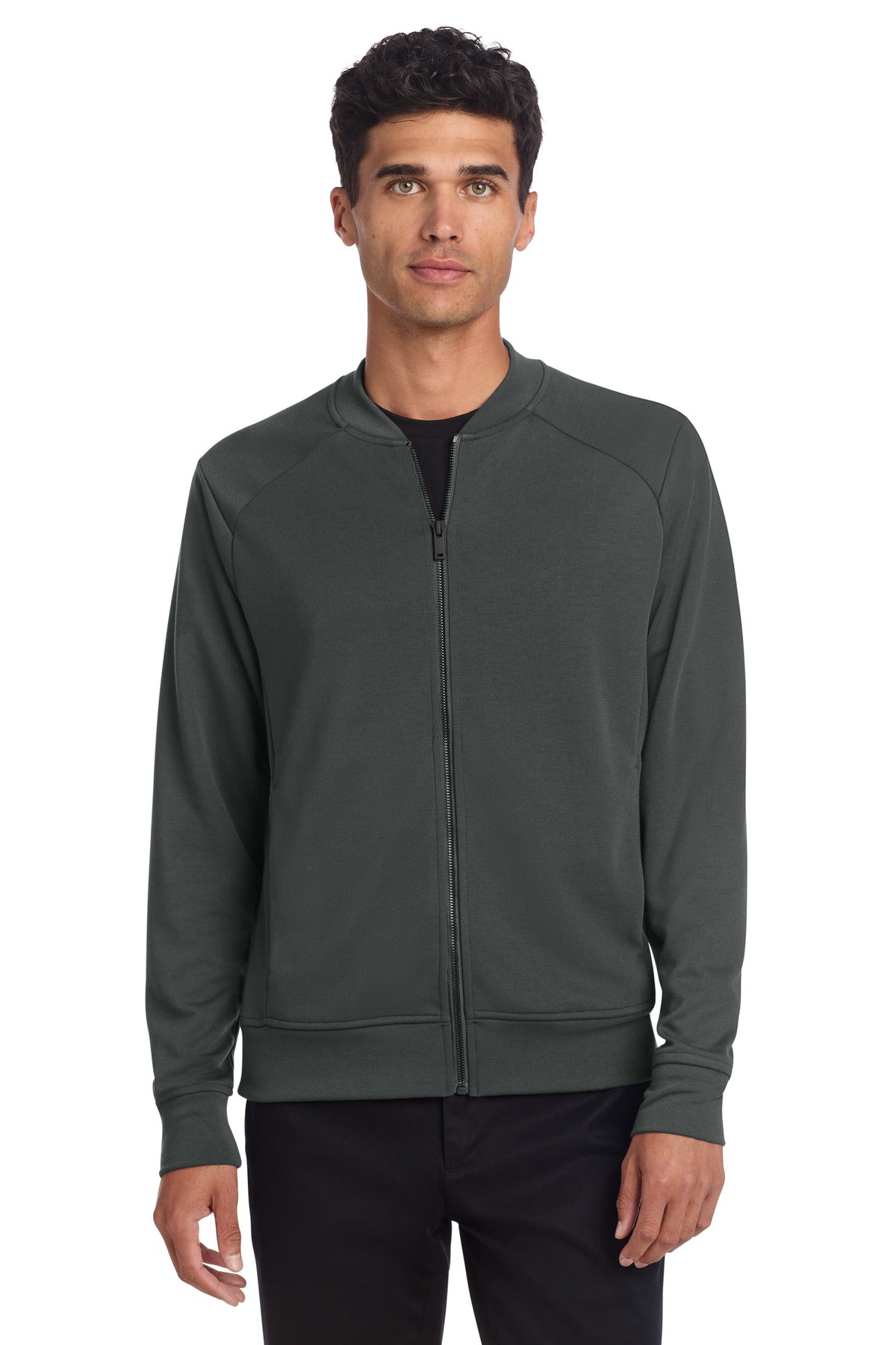 Custom logo Mercer+Mettle® Double-Knit Bomber MM3000 in Anchor Grey