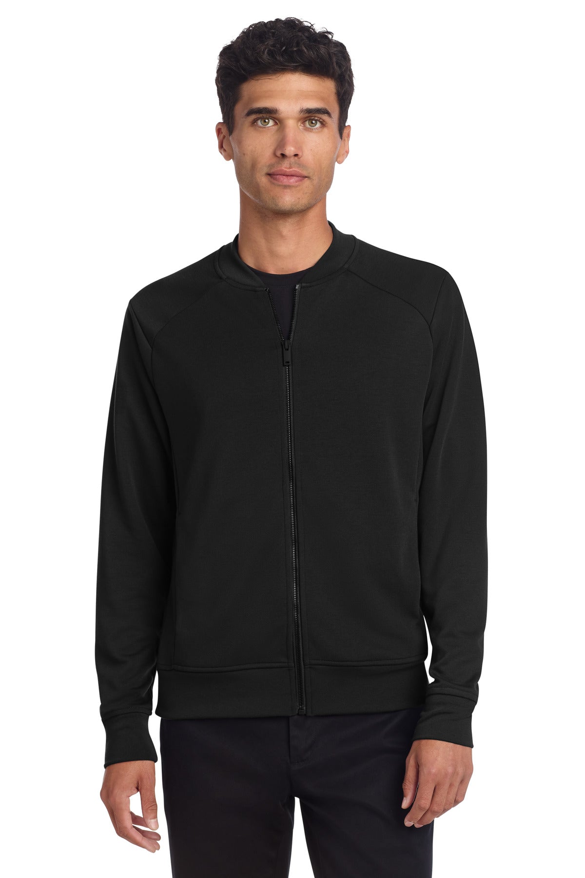 Custom logo Mercer+Mettle® Double-Knit Bomber MM3000 in Deep Black
