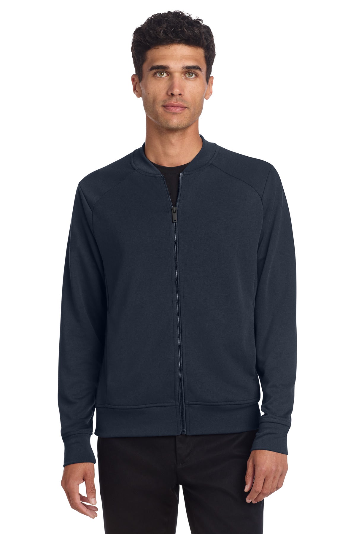 Custom logo Mercer+Mettle® Double-Knit Bomber MM3000 in Night Navy