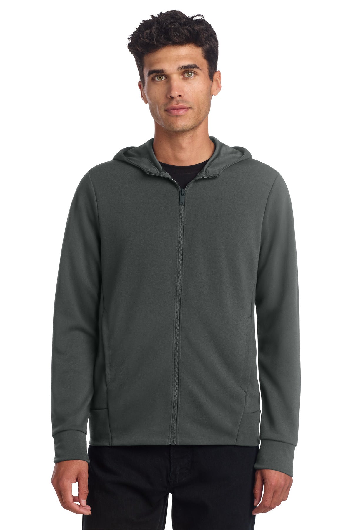 Custom logo Mercer+Mettle® Double-Knit Full-Zip Hoodie MM3002 in Anchor Grey