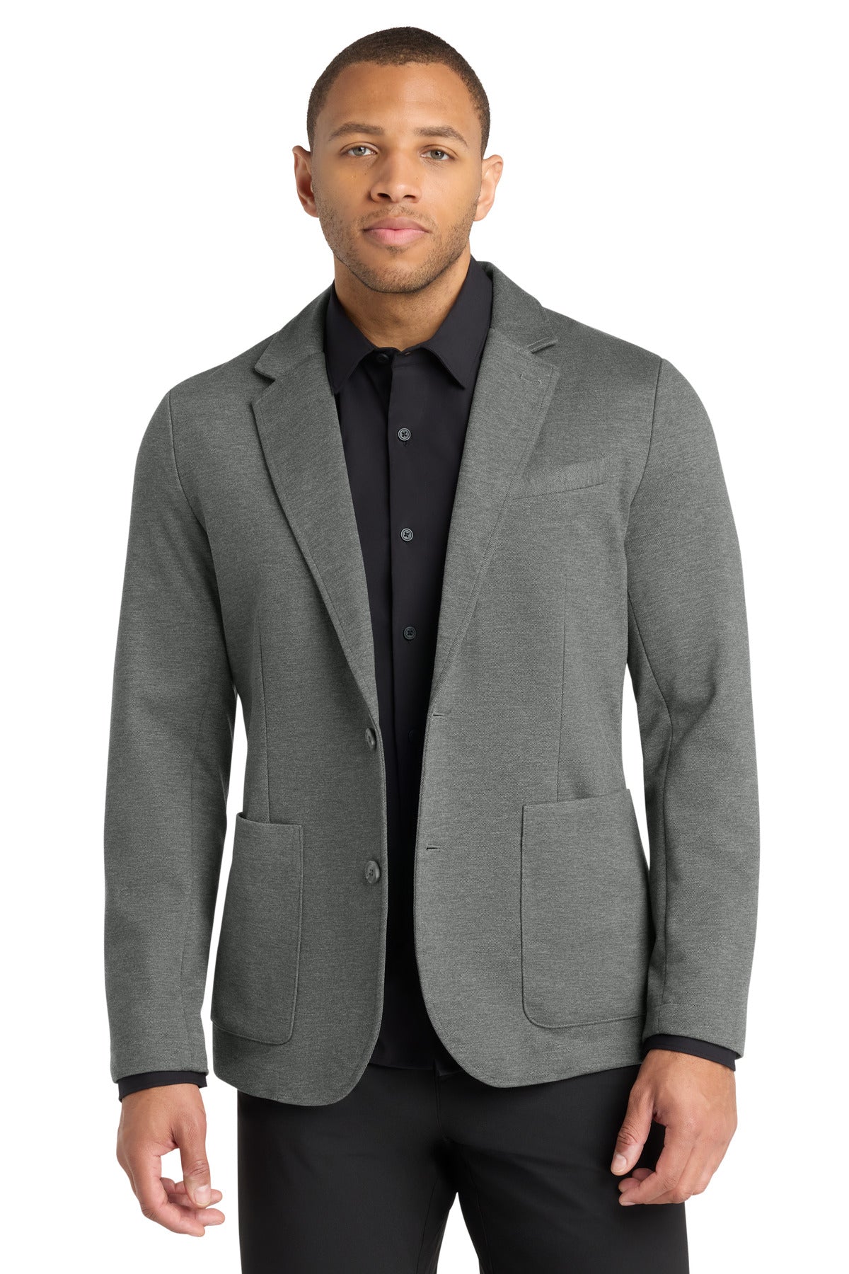 Custom logo Mercer+Mettle® Relaxed Knit Blazer MM3030 in Storm Grey Heather