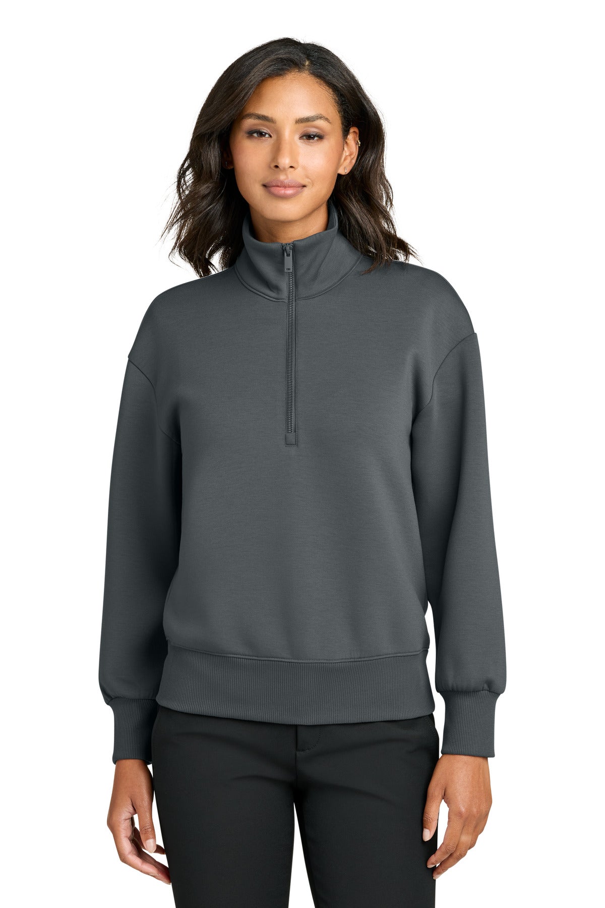 Custom logo Mercer+Mettle® Women's Soft Spacer 1/4-Zip MM3101 in Storm Grey