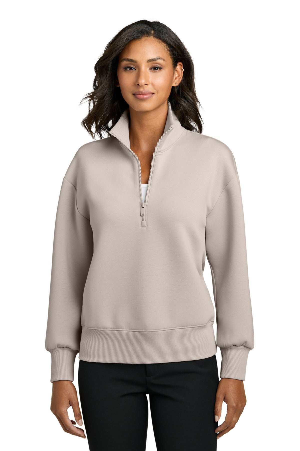 Custom logo Mercer+Mettle® Women's Soft Spacer 1/4-Zip MM3101 in Warm Quartz
