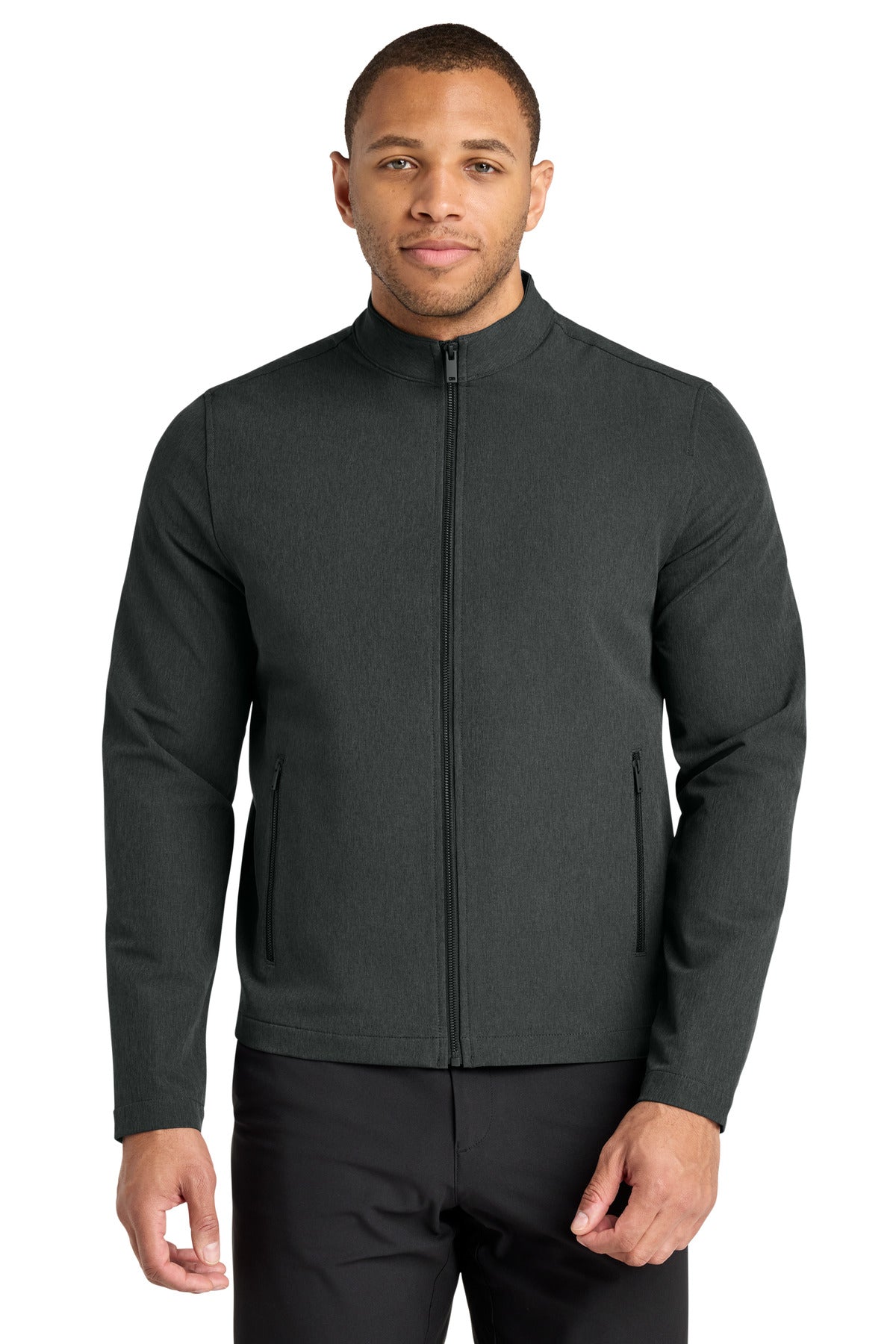 Custom logo Mercer+Mettle® Stretch Soft Shell Jacket MM7102 in Anchor Grey Heather