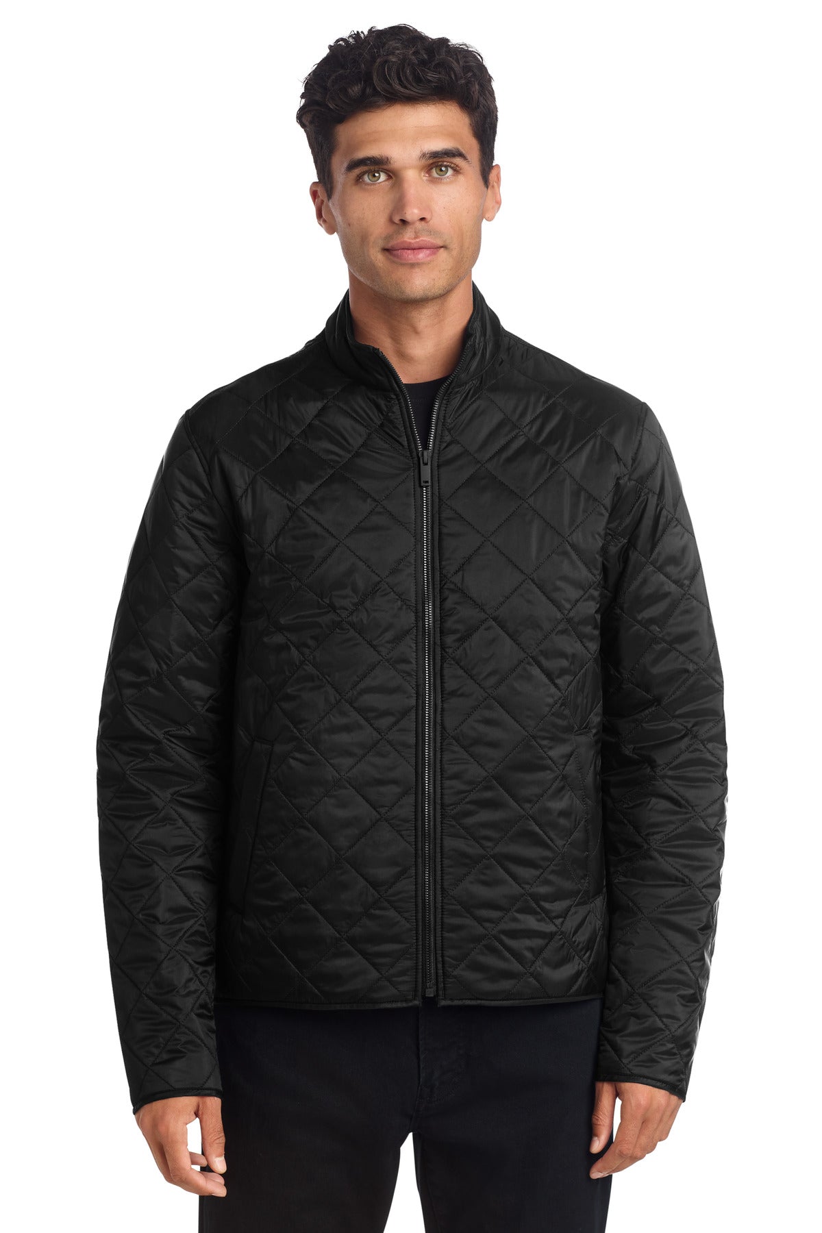 Custom logo Mercer+Mettle® Quilted Full-Zip Jacket MM7200 in Deep Black
