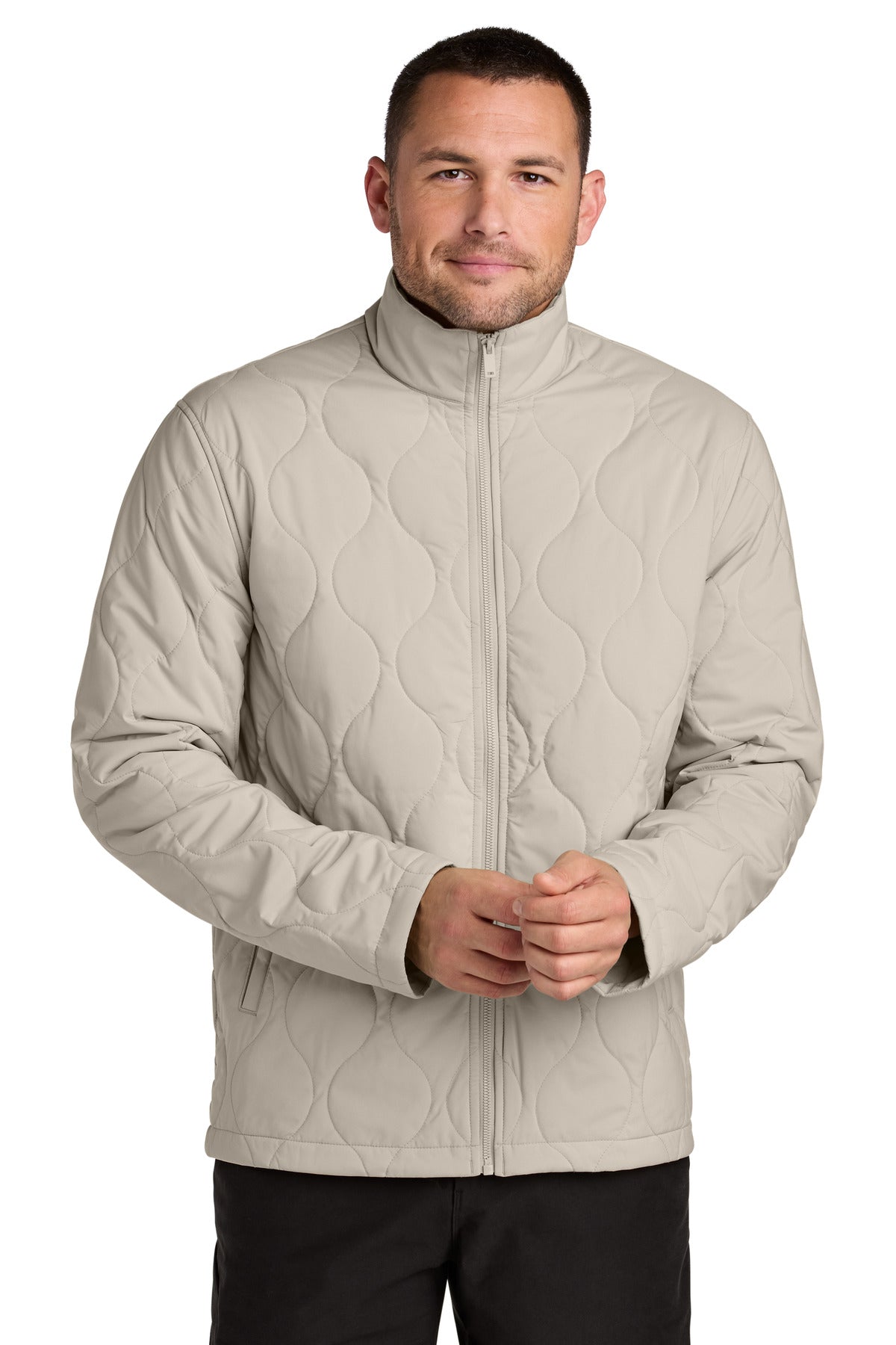Custom logo Mercer+Mettle® Quilted Liner Jacket MM7202 in Almond