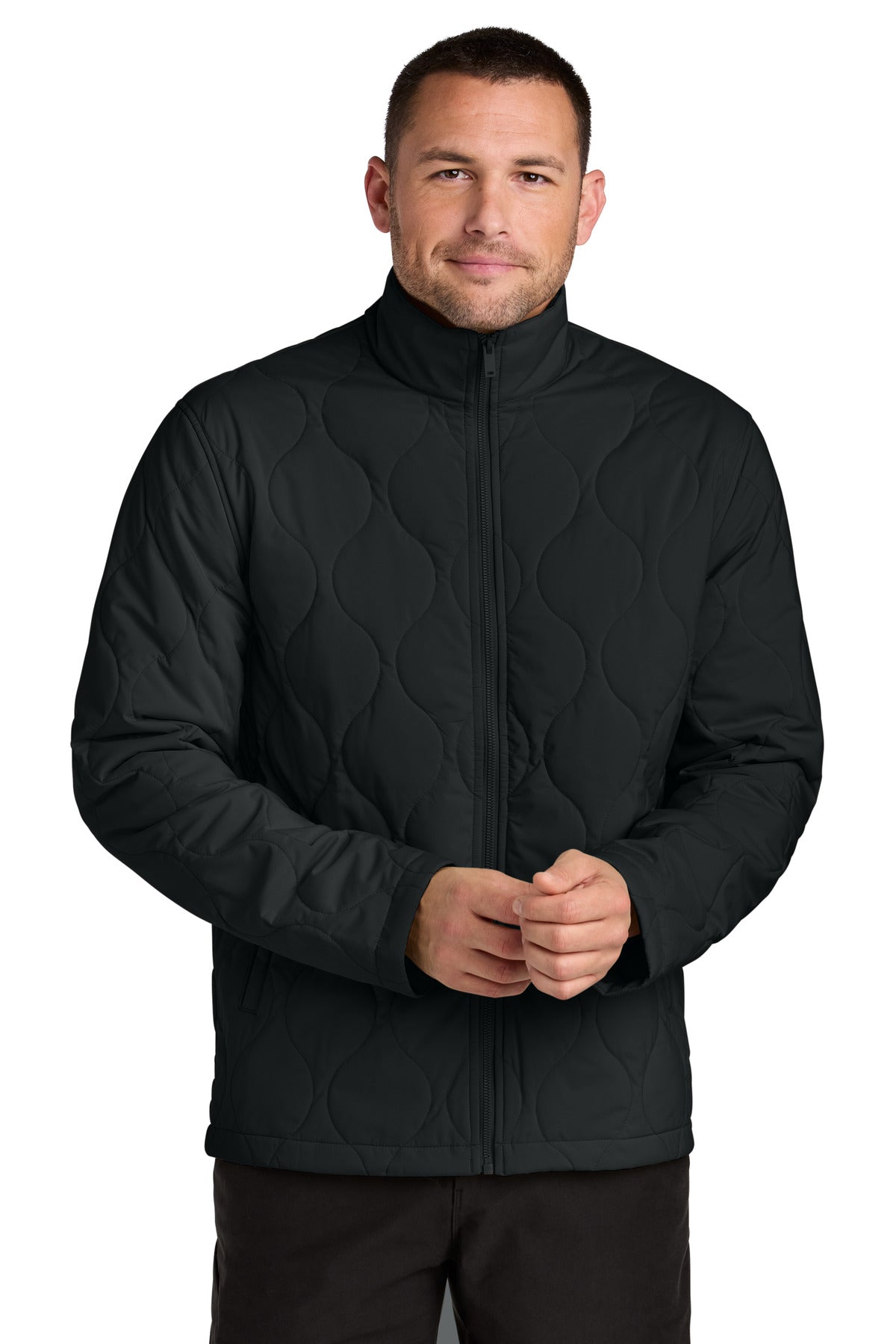 Custom logo Mercer+Mettle® Quilted Liner Jacket MM7202 in Deep Black