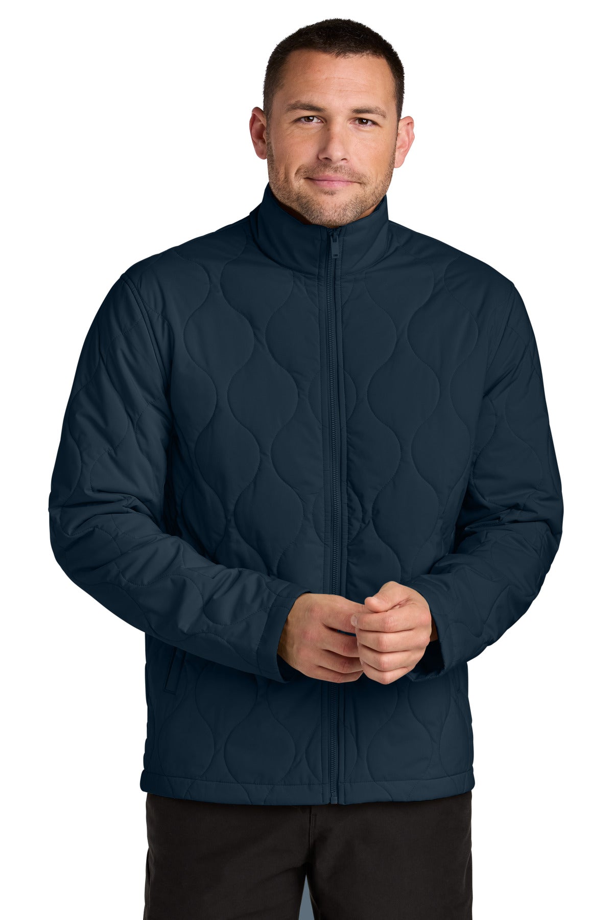 Custom logo Mercer+Mettle® Quilted Liner Jacket MM7202 in Night Navy