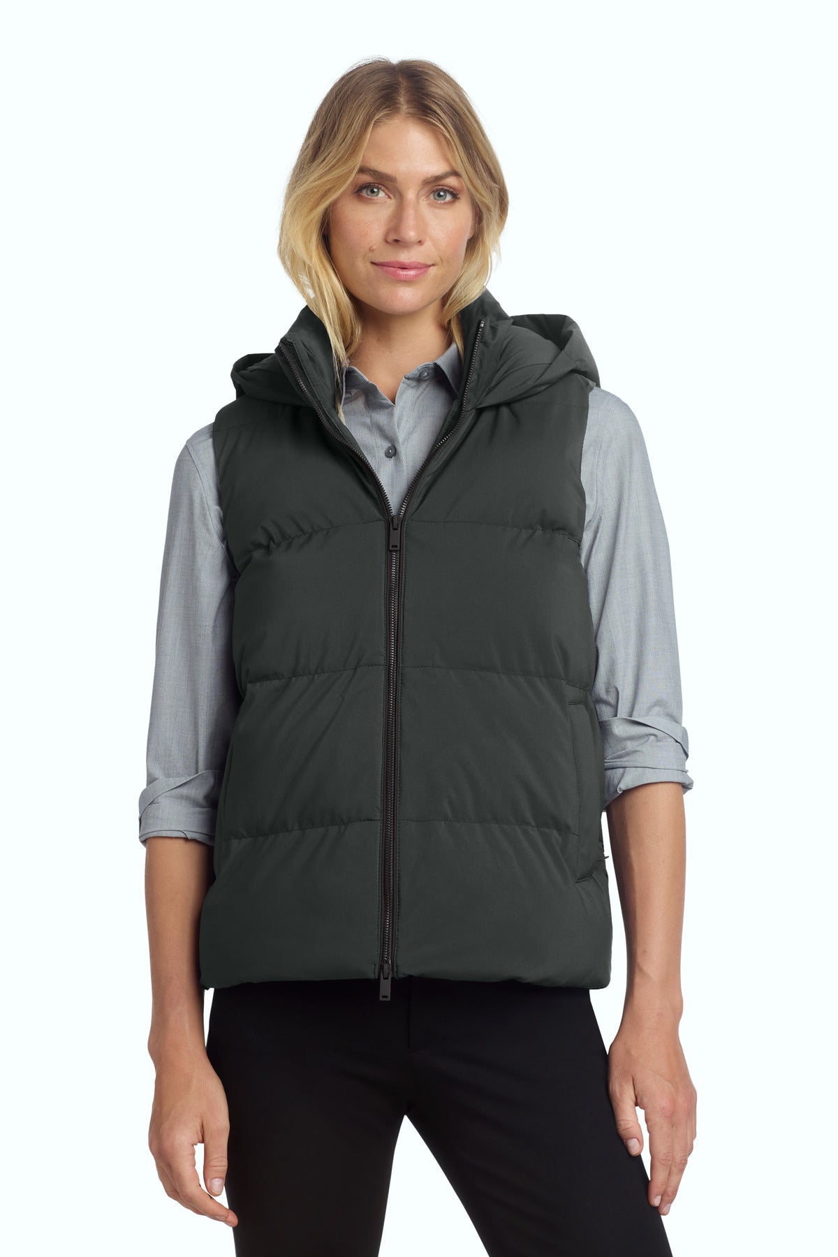 Custom logo Mercer+Mettle® Women's Puffy Vest MM7217 in Anchor Grey
