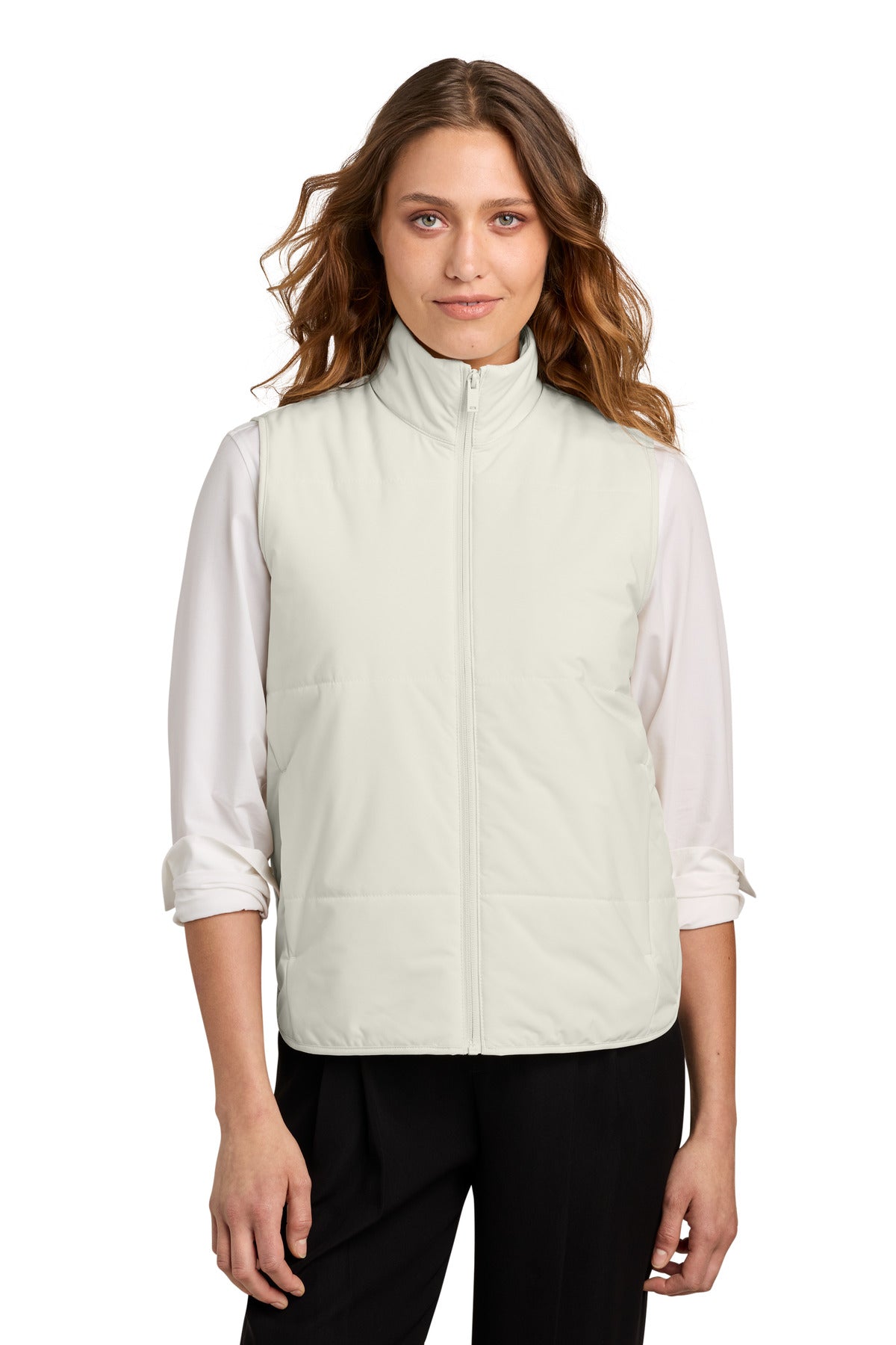 Custom logo Mercer+Mettle® Women's Brookline Quilted Vest MM7223 in Birch