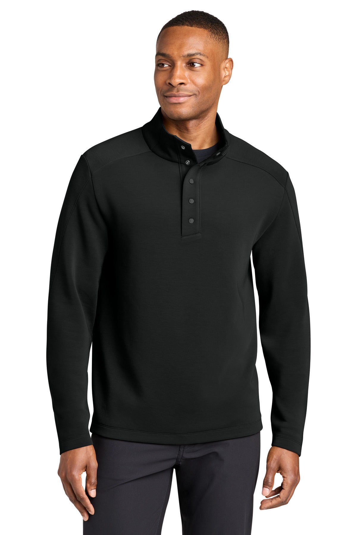 Custom logo MiiR® Kumo 1/4-Snap Pullover MRA220 in Pitch Black