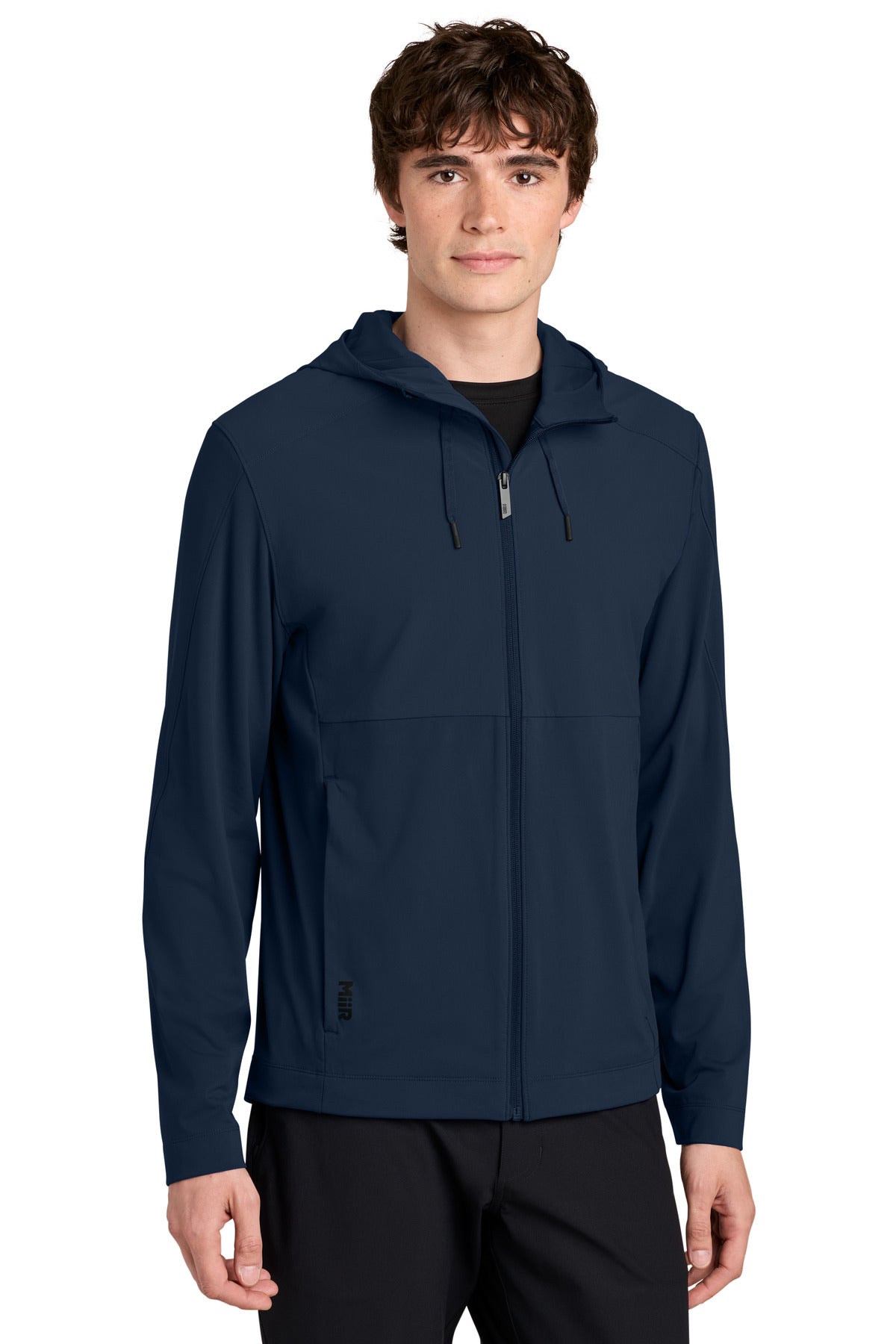 Custom logo MiiR® Kivu Hybrid Full-Zip Hooded Jacket MRA230 in Indigo Navy
