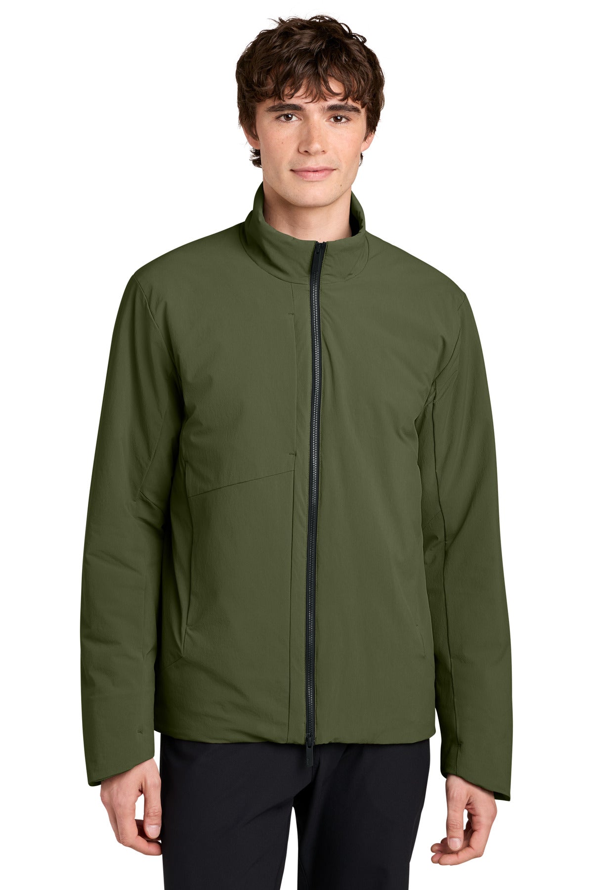 Custom logo MiiR® Sashiko Full-Zip Stretch Puffy MRA440 in Forest Moss