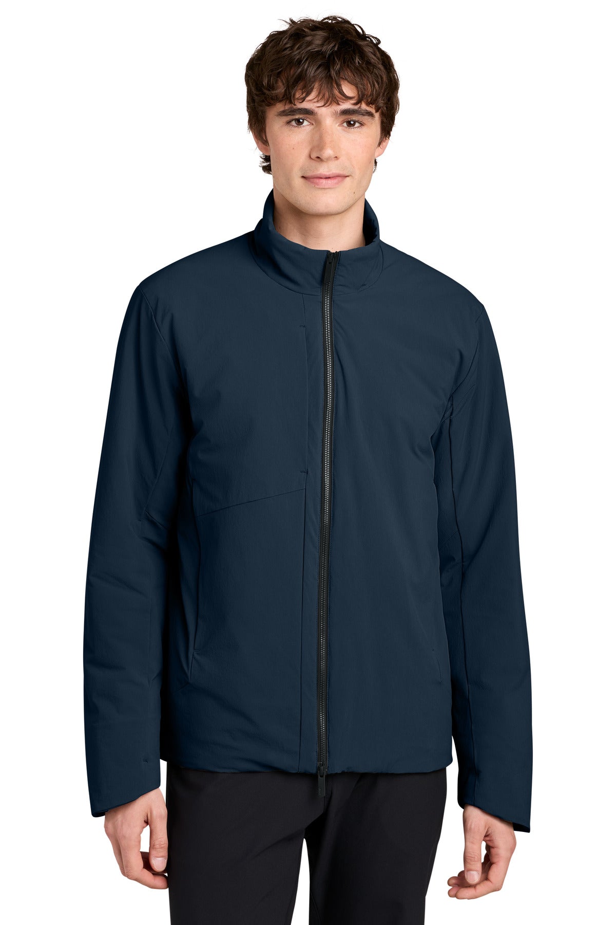 Custom logo MiiR® Sashiko Full-Zip Stretch Puffy MRA440 in Indigo Navy