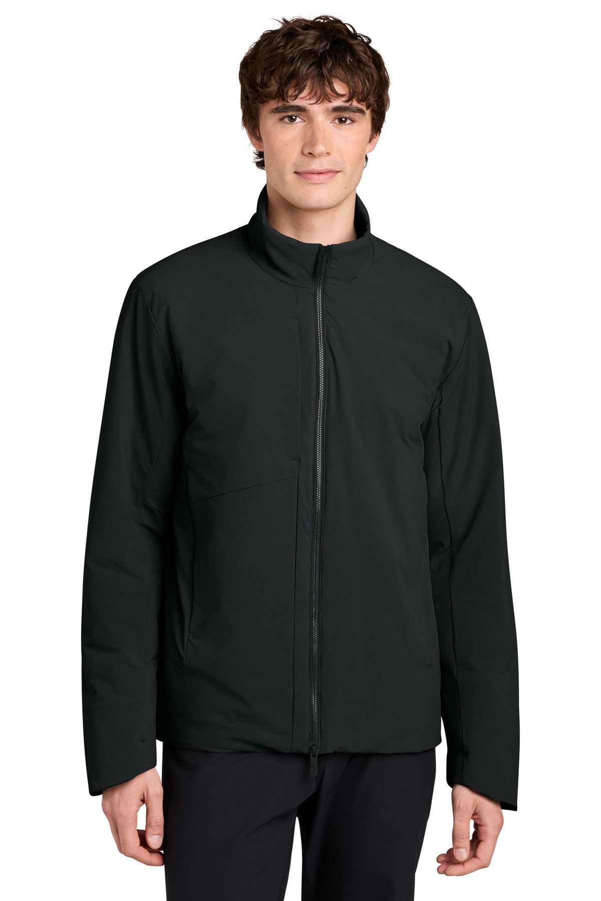 Custom logo MiiR® Sashiko Full-Zip Stretch Puffy MRA440 in Pitch Black