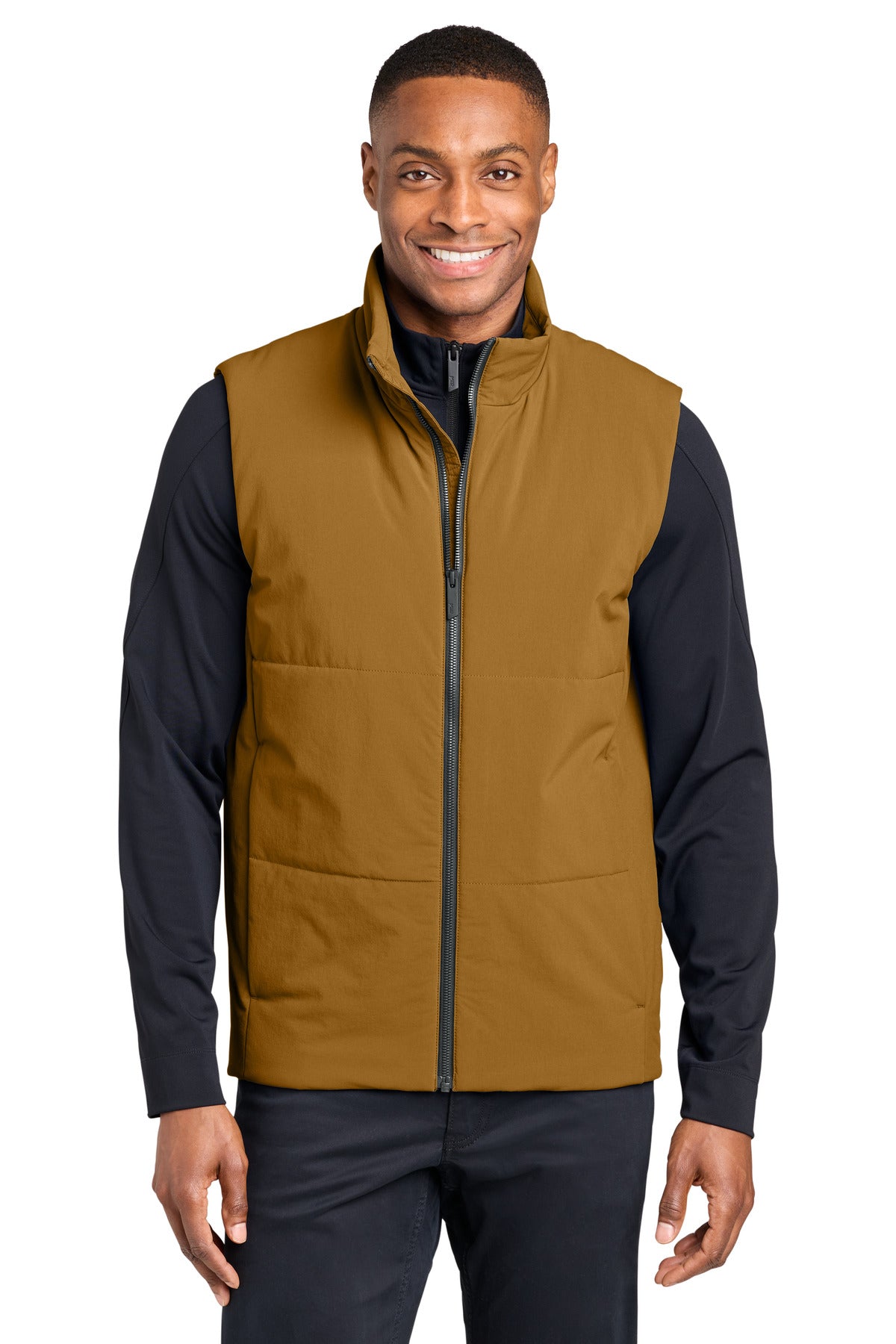 Custom logo MiiR® Sashiko Stretch Puffy Vest MRA442 in Amber Haze