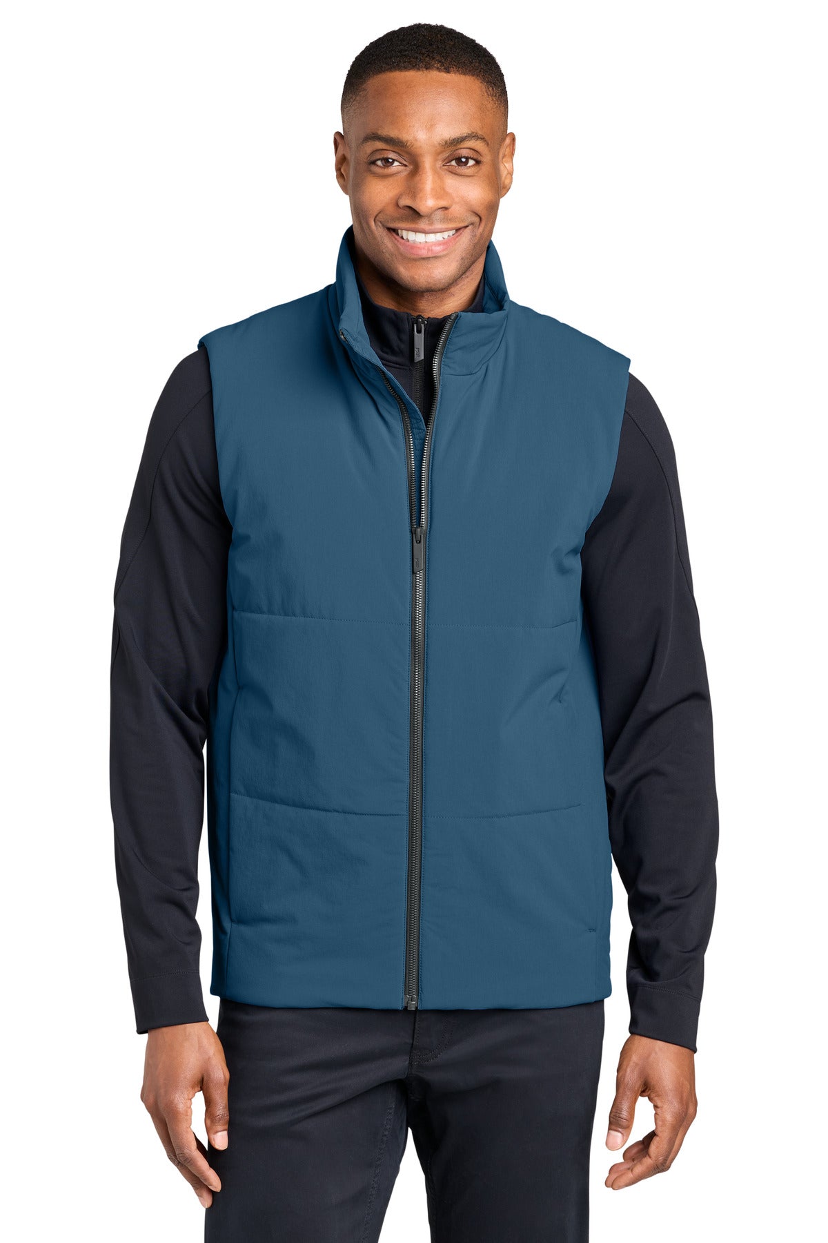 Custom logo MiiR® Sashiko Stretch Puffy Vest MRA442 in Deep Lake