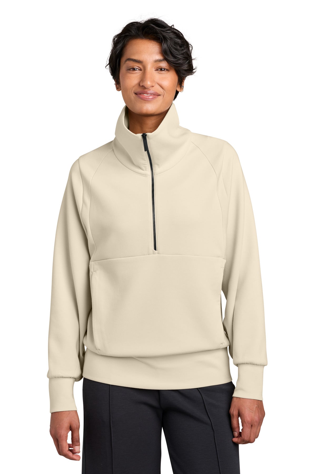 Custom logo MiiR® Women's Kumo 1/4-Zip Pullover MRAW221 in Alabaster