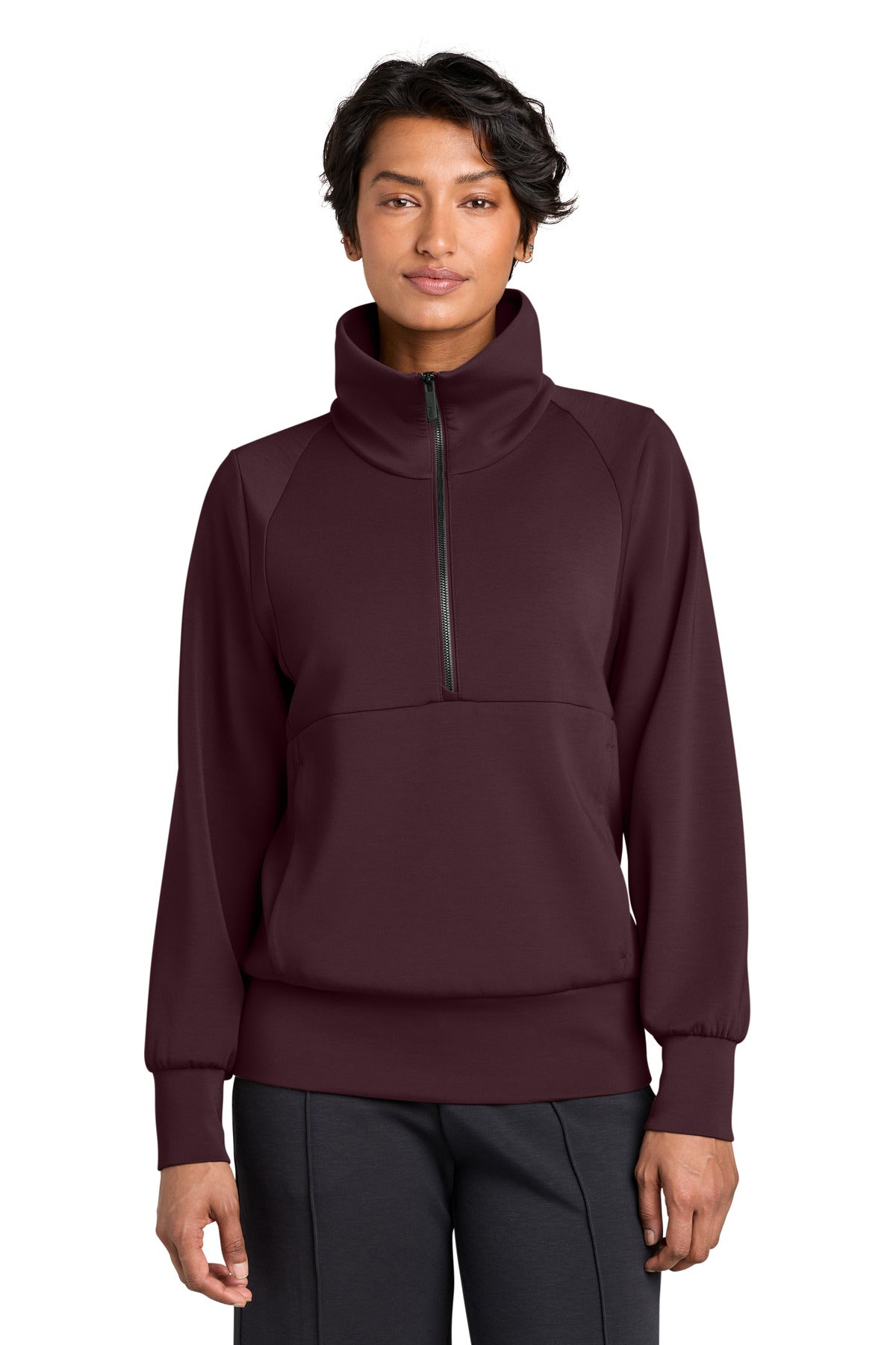 Custom logo MiiR® Women's Kumo 1/4-Zip Pullover MRAW221 in Dark Fig