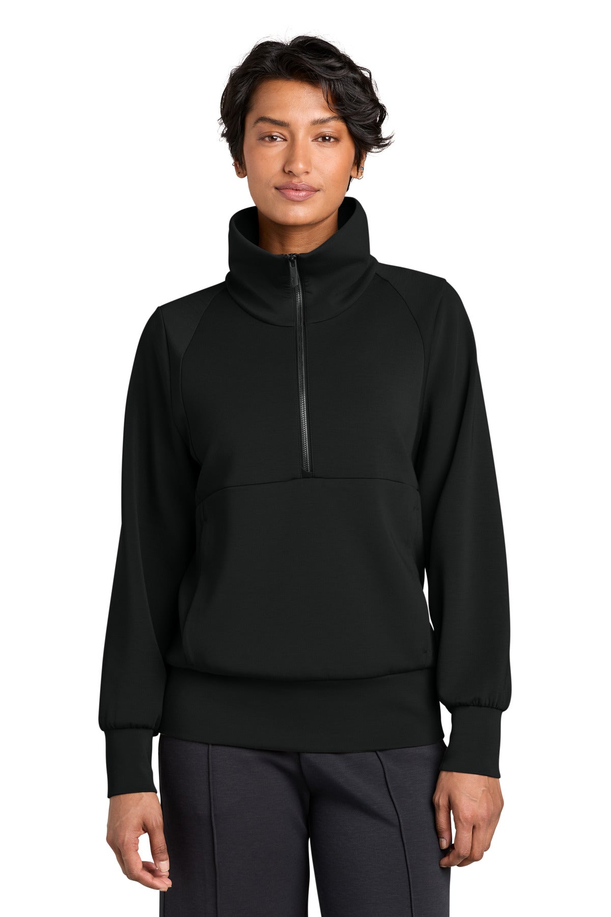 Custom logo MiiR® Women's Kumo 1/4-Zip Pullover MRAW221 in Pitch Black