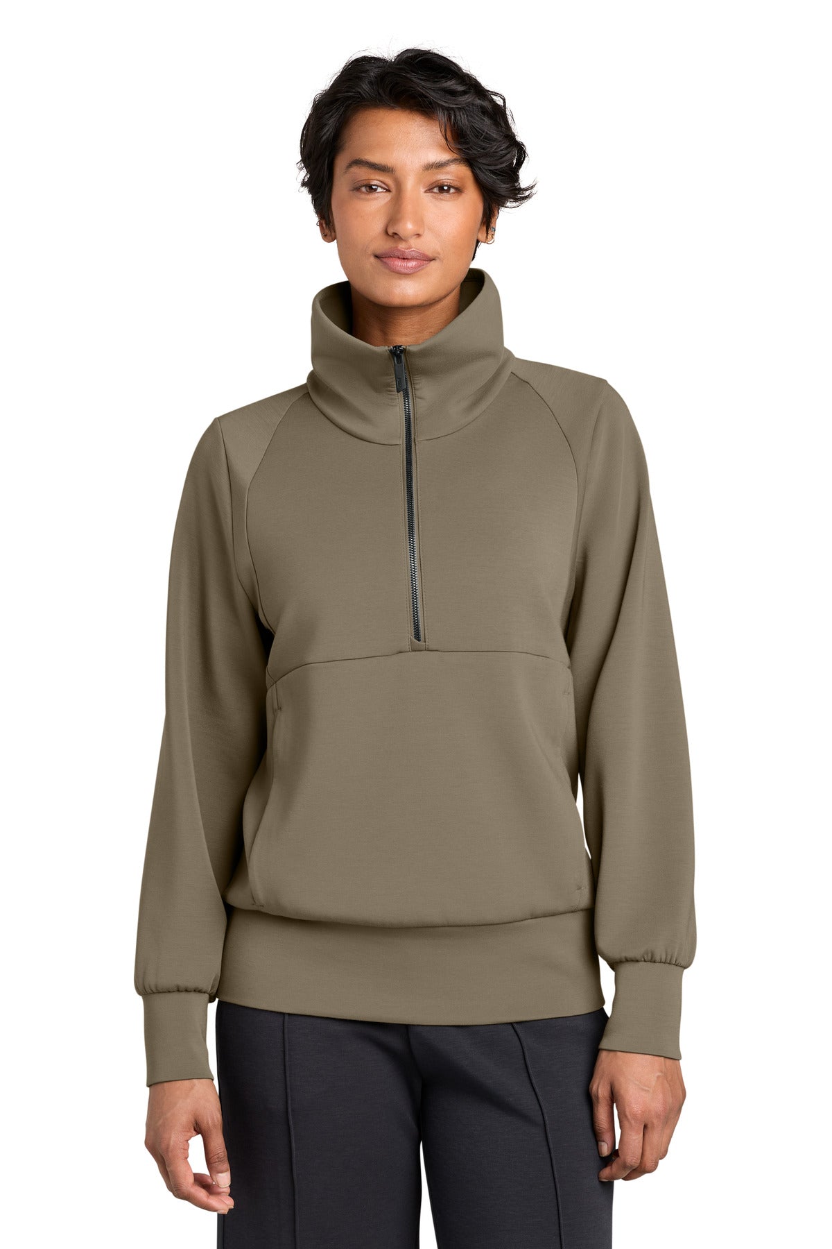 Custom logo MiiR® Women's Kumo 1/4-Zip Pullover MRAW221 in Truffle