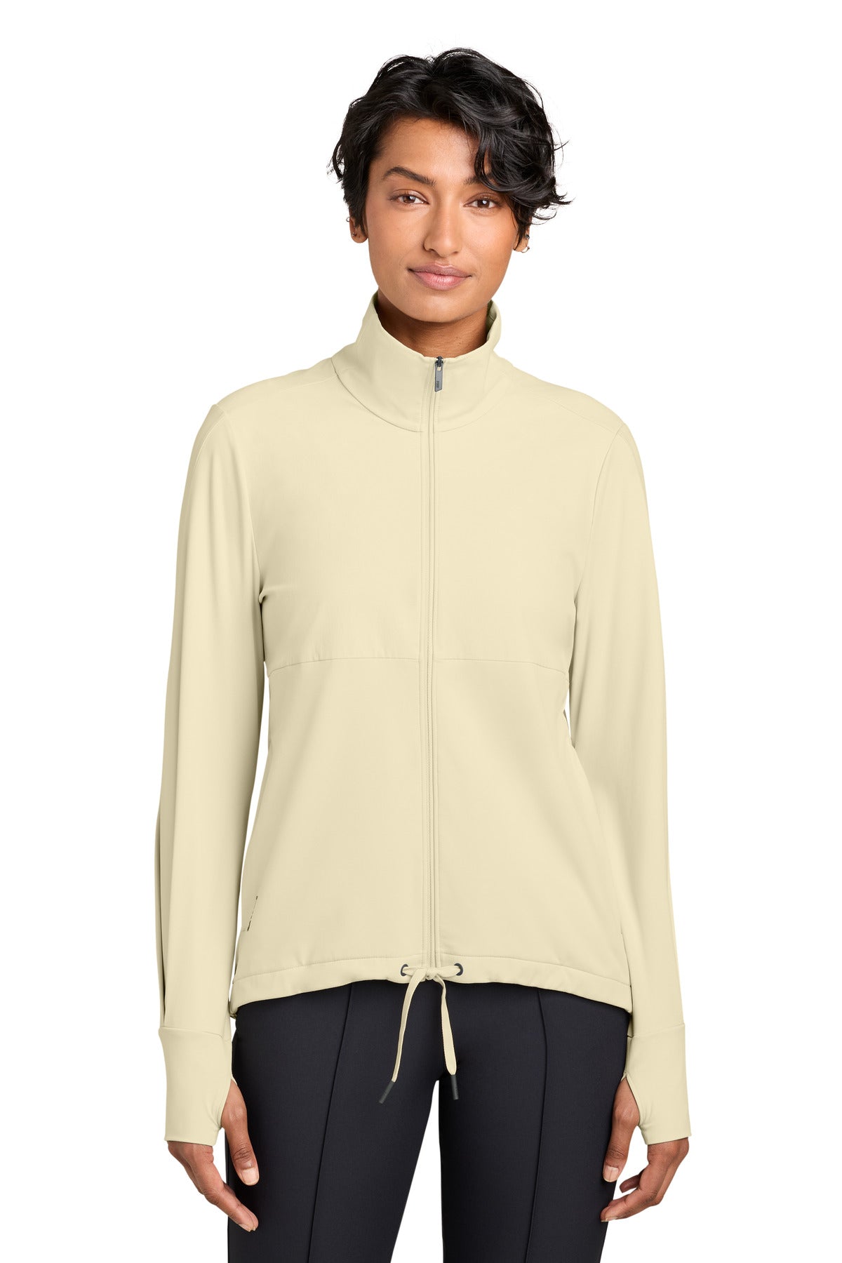 Custom logo MiiR® Women's Kivu Hybrid Full-Zip Jacket MRAW231 in Alabaster