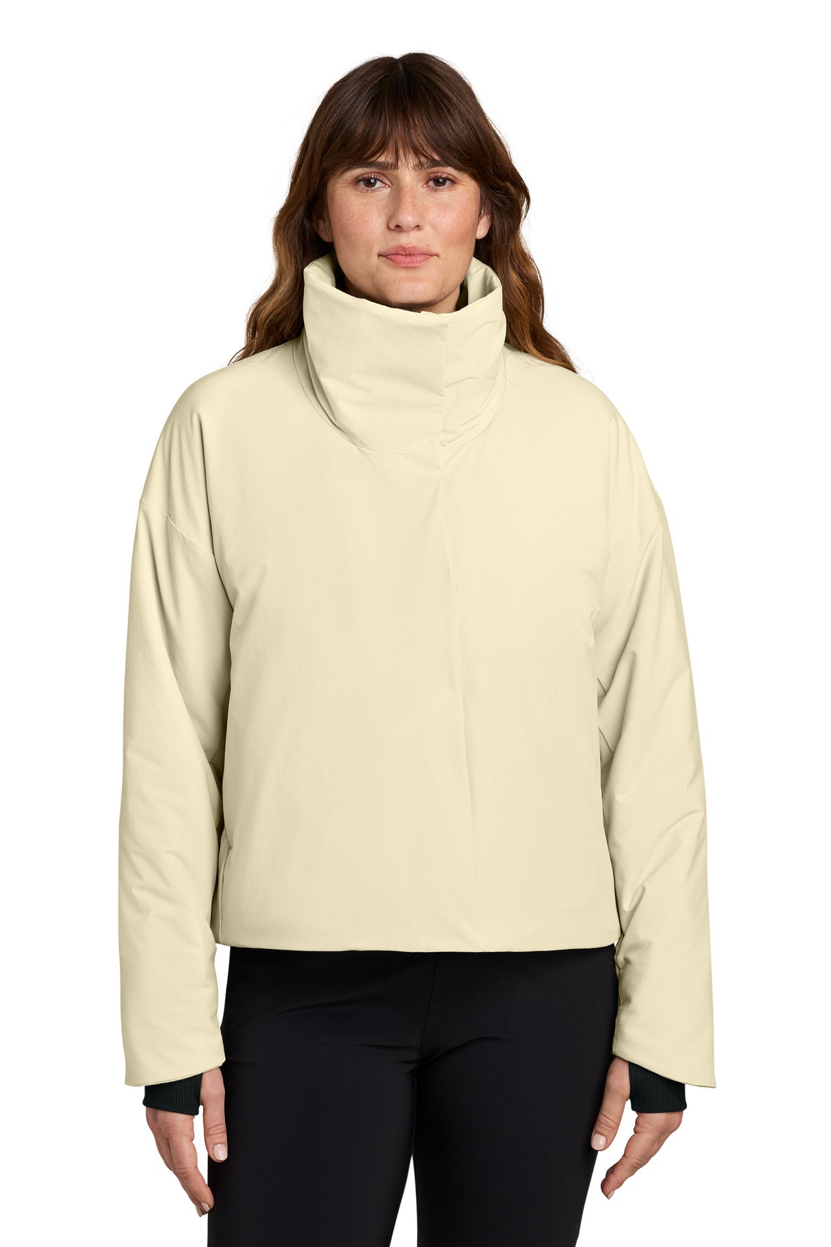 Custom logo MiiR® Women's Sashiko Full-Zip Stretch Puffy MRAW440 in Alabaster