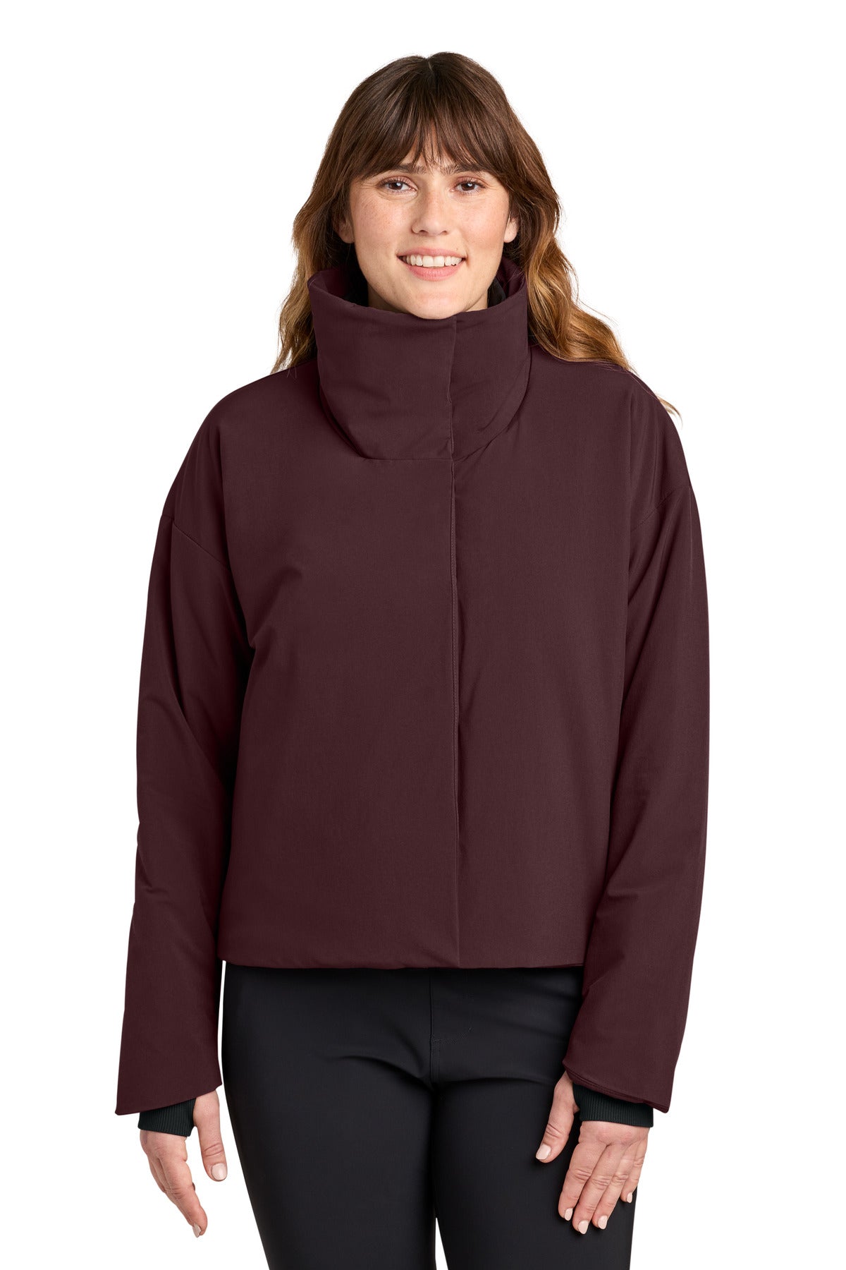 Custom logo MiiR® Women's Sashiko Full-Zip Stretch Puffy MRAW440 in Dark Fig