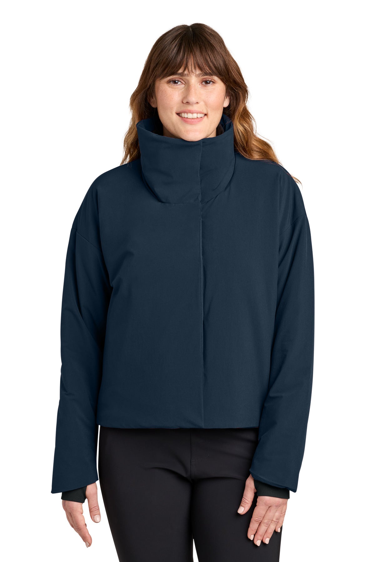 Custom logo MiiR® Women's Sashiko Full-Zip Stretch Puffy MRAW440 in Indigo Navy