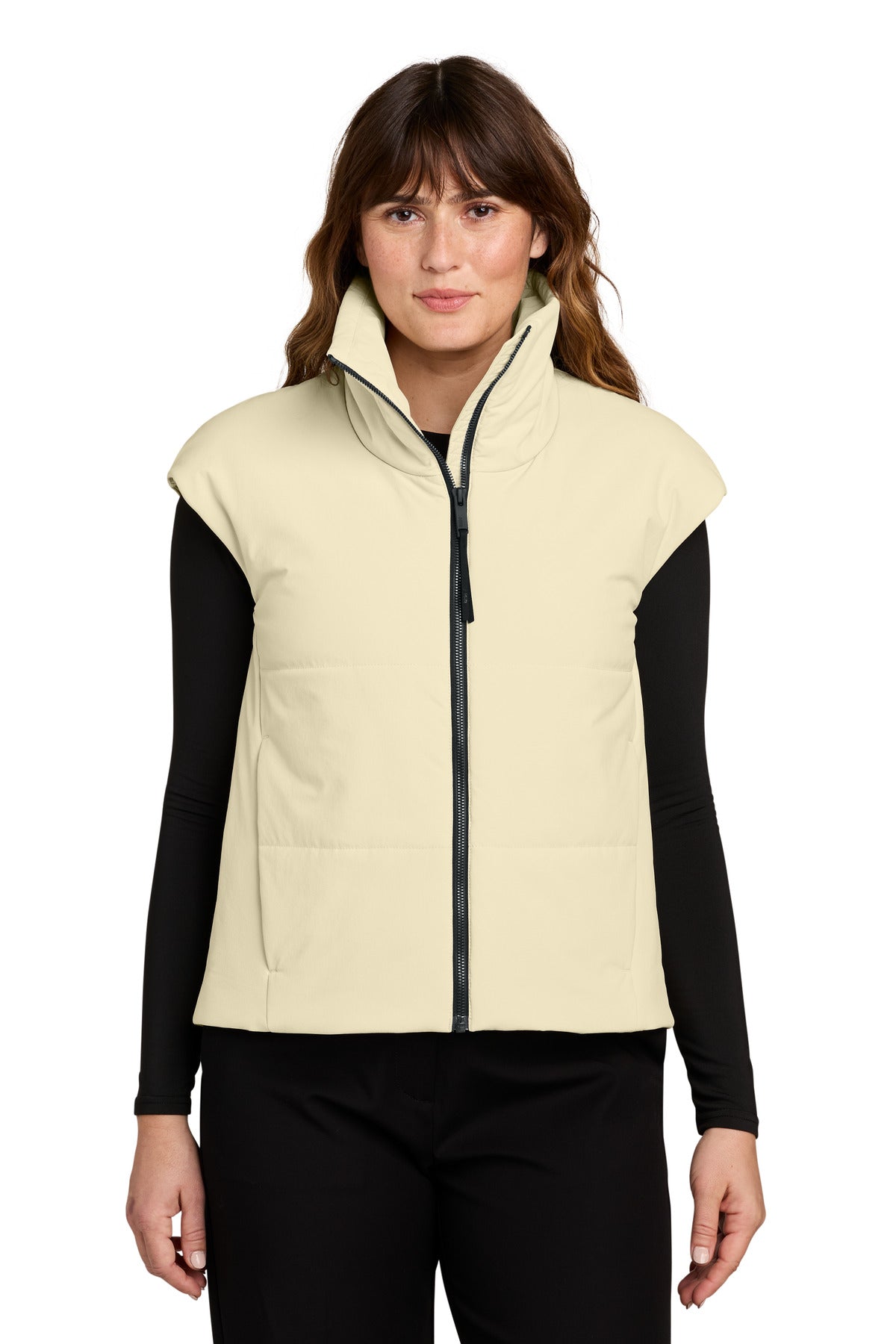 Custom logo MiiR® Women's Sashiko Stretch Puffy Vest MRAW442 in Alabaster