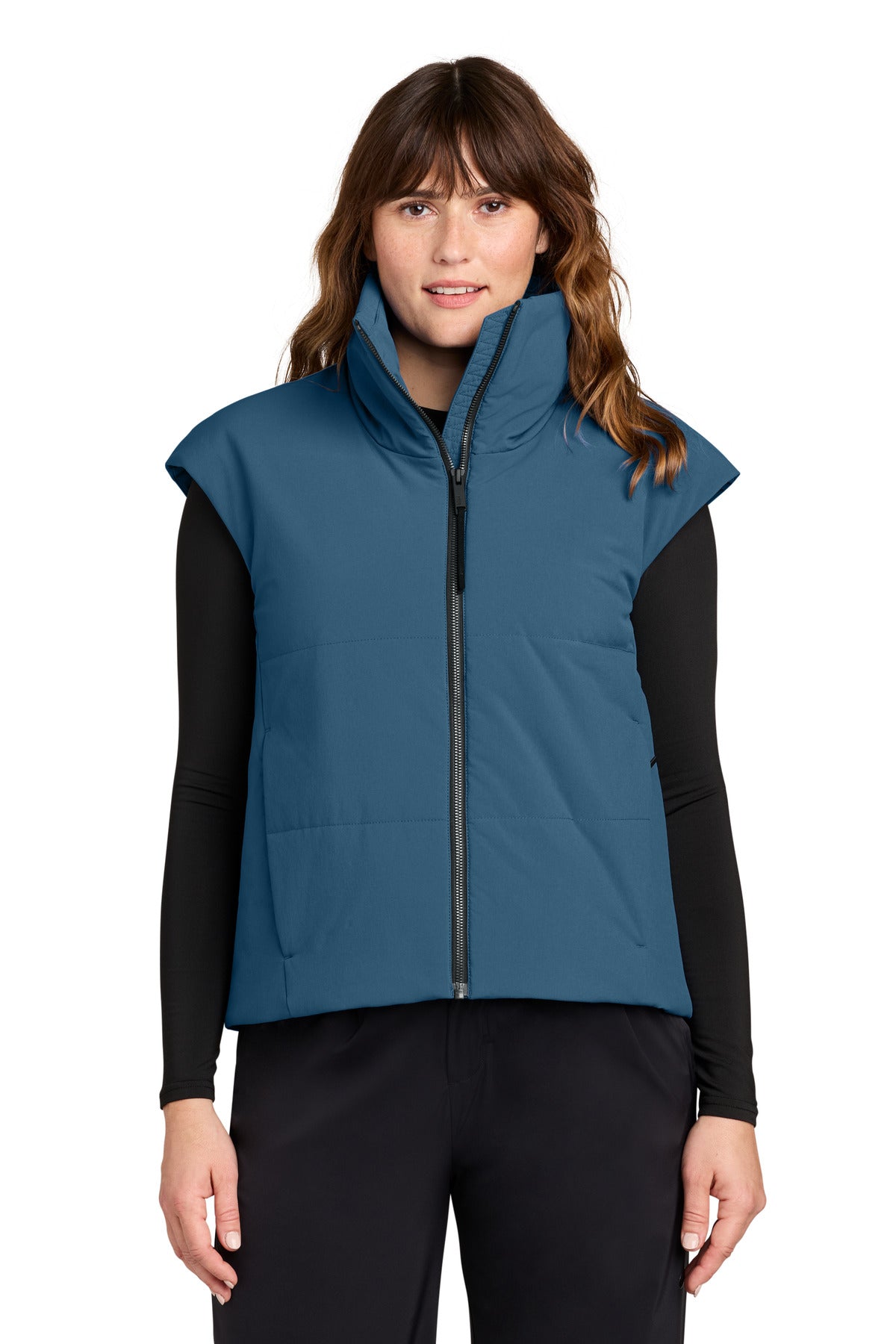 Custom logo MiiR® Women's Sashiko Stretch Puffy Vest MRAW442 in Deep Lake