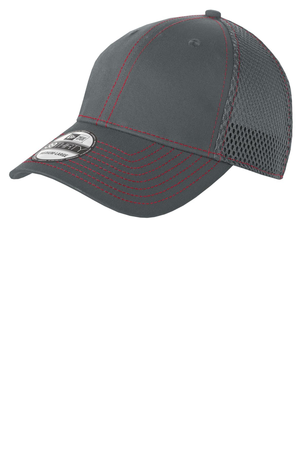 Custom logo New Era® - Stretch Mesh Contrast Stitch Cap. NE1120 in Graphite/ Red