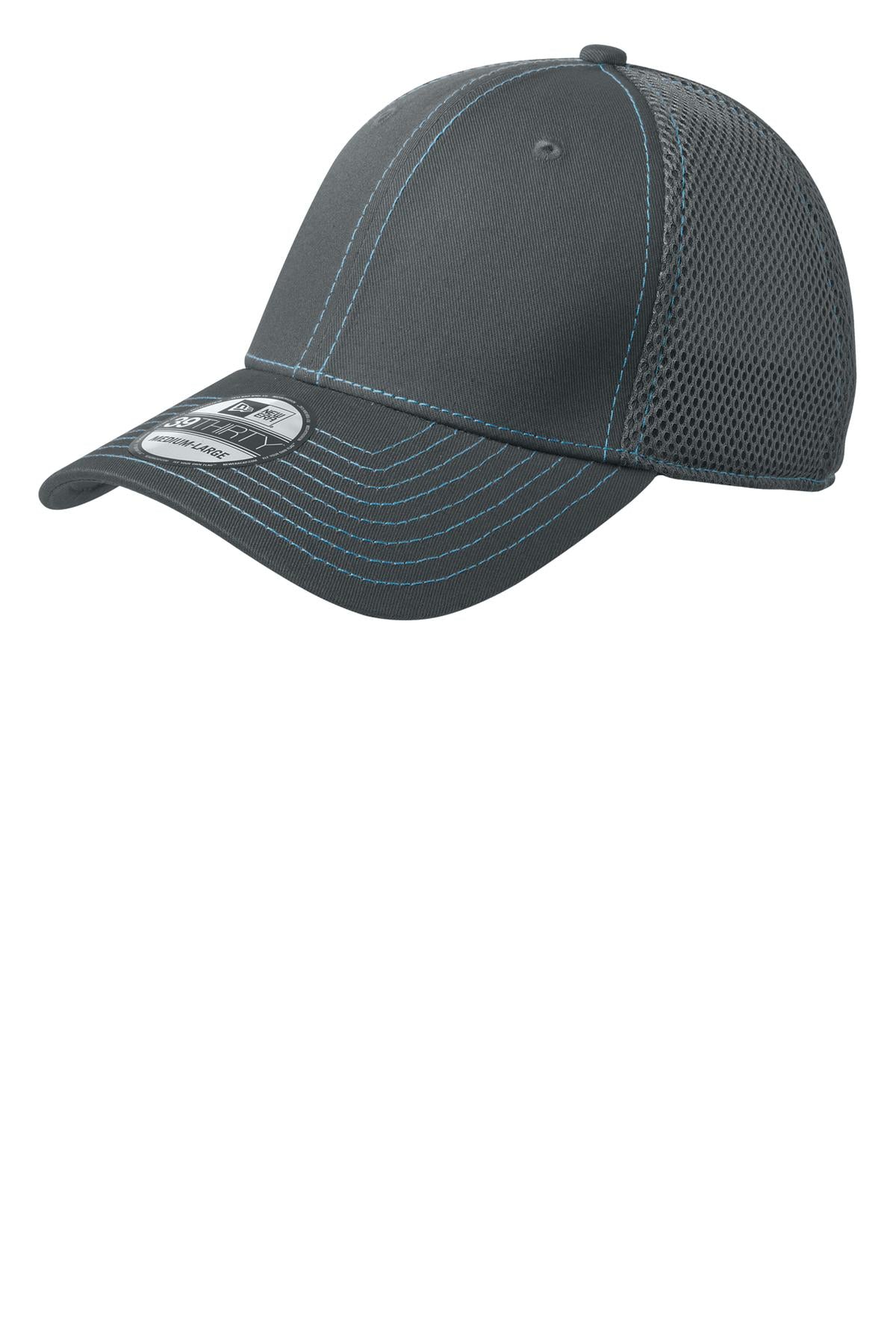 Custom logo New Era® - Stretch Mesh Contrast Stitch Cap. NE1120 in Graphite/ Vice Blue