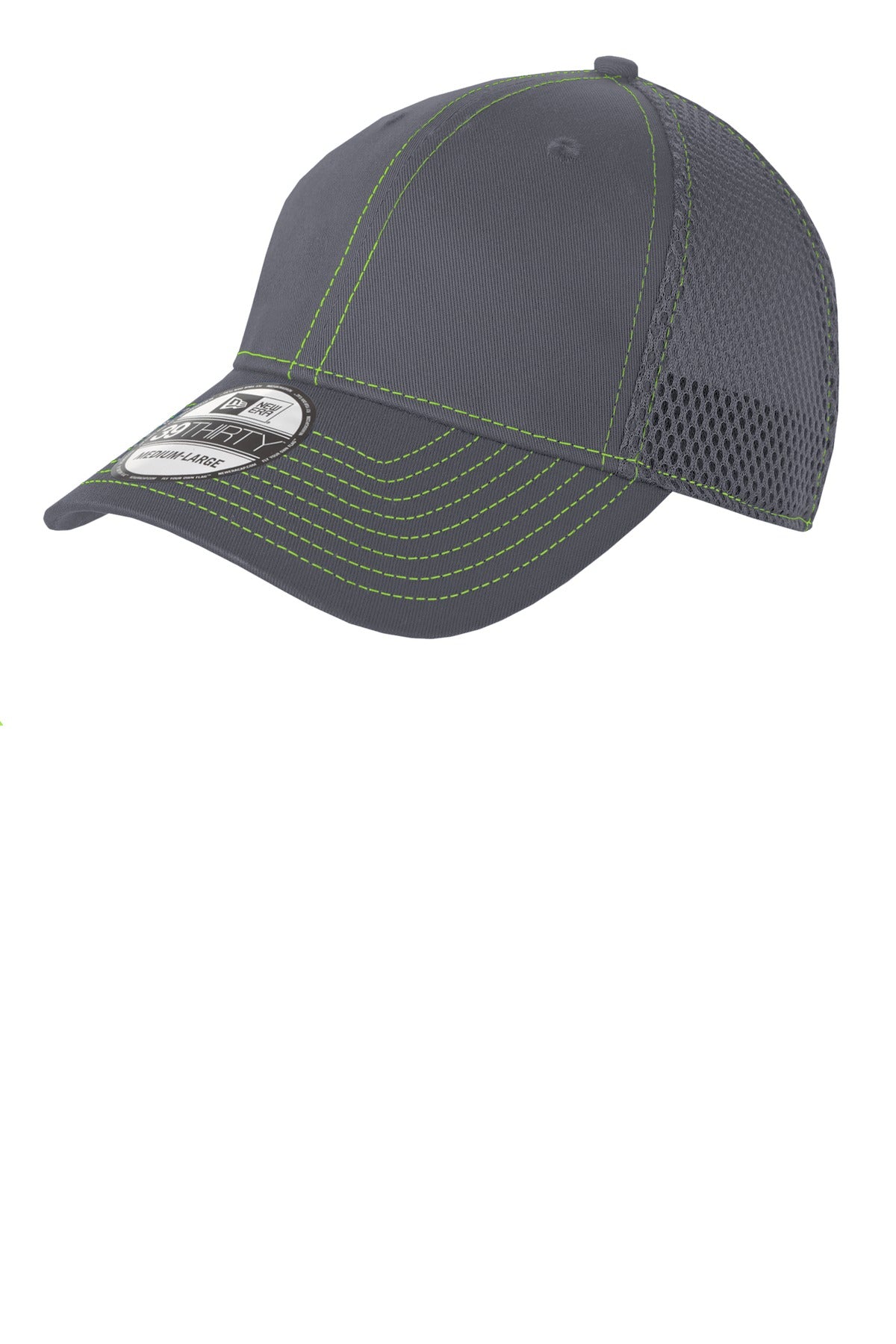Custom logo New Era® - Stretch Mesh Contrast Stitch Cap. NE1120 in Graphite/ Cyber Green