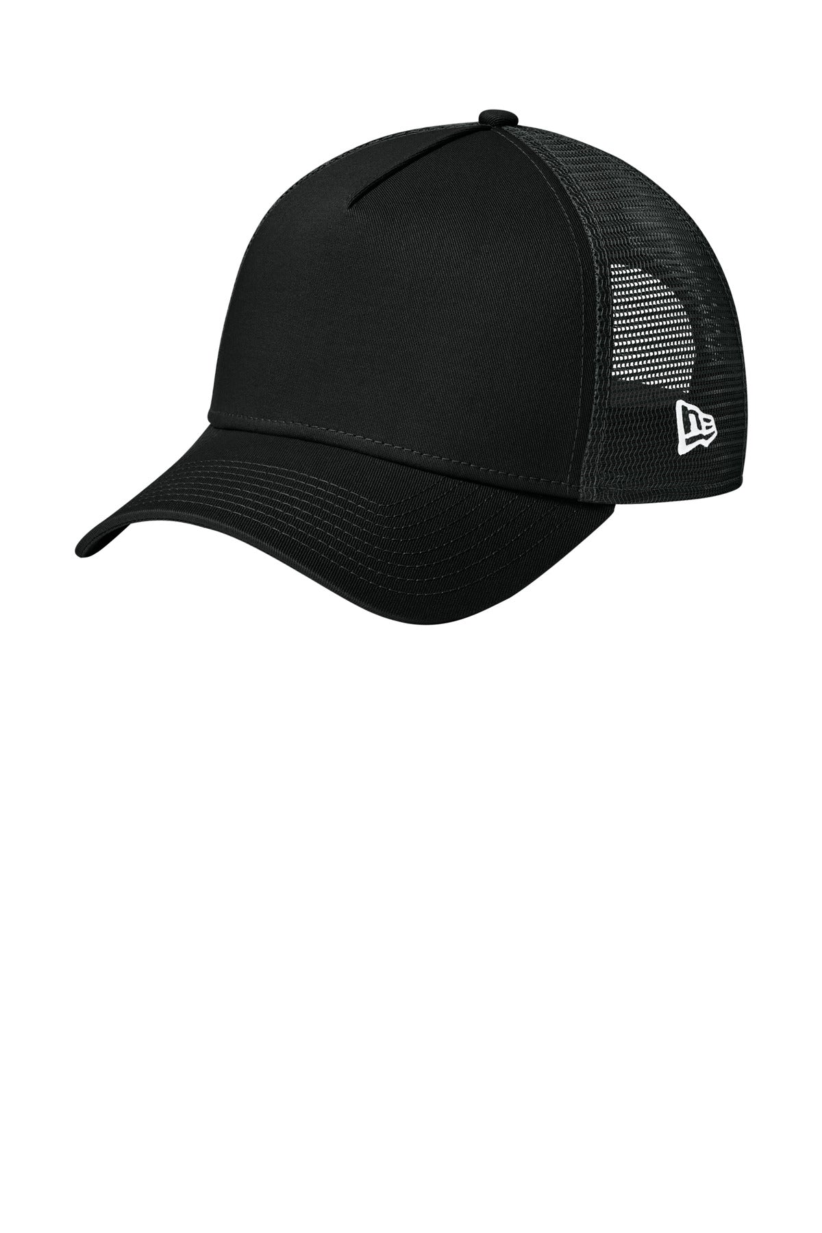 Custom logo New Era® Snapback Trucker Cap. NE205 in Flag Black/ Black
