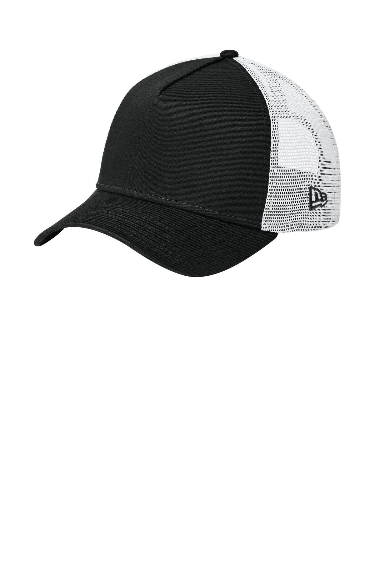 Custom logo New Era® Snapback Trucker Cap. NE205 in Flag Black/ White