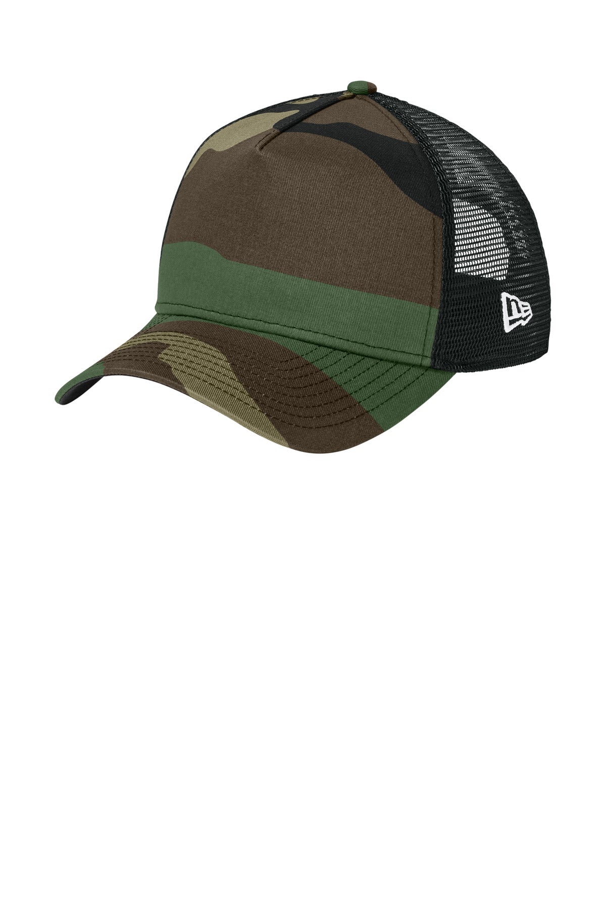 Custom logo New Era® Snapback Trucker Cap. NE205 in Flag Camo/ Black