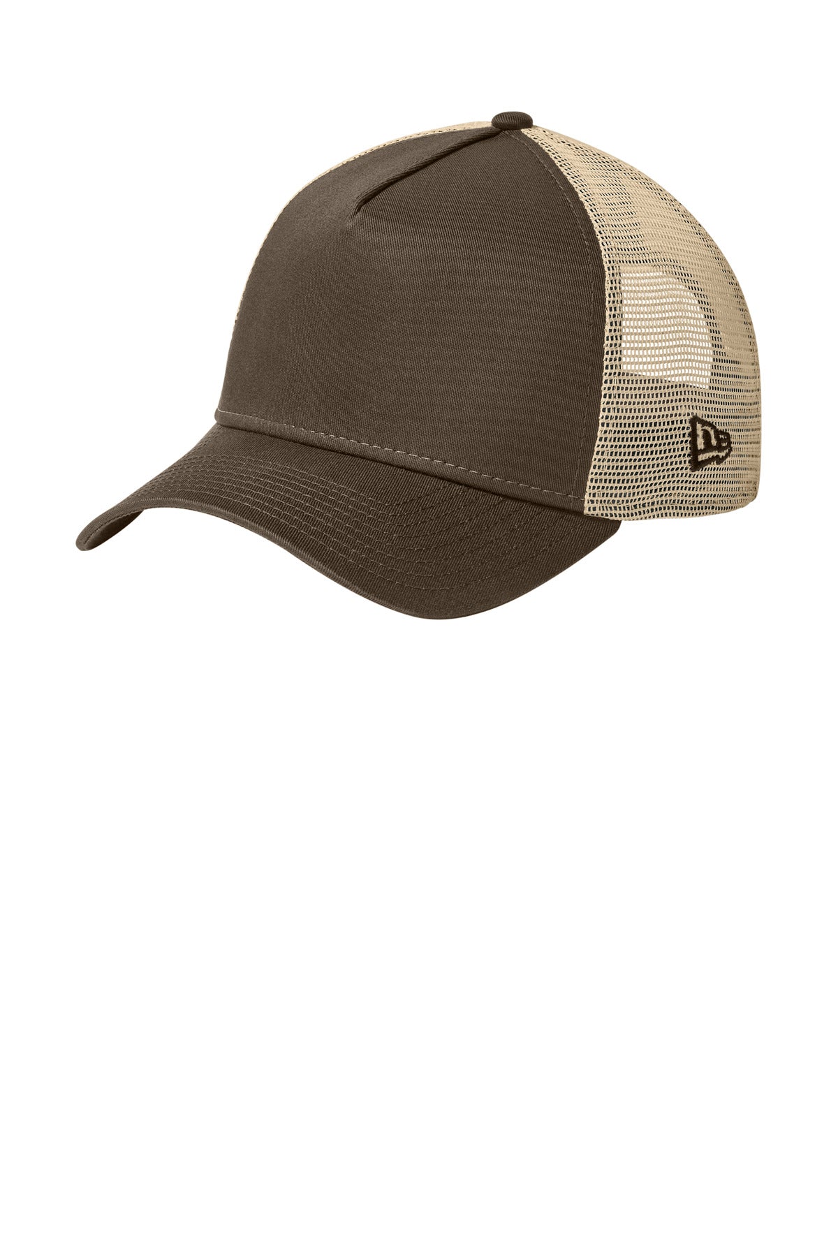 Custom logo New Era® Snapback Trucker Cap. NE205 in Flag Chocolate/ Khaki