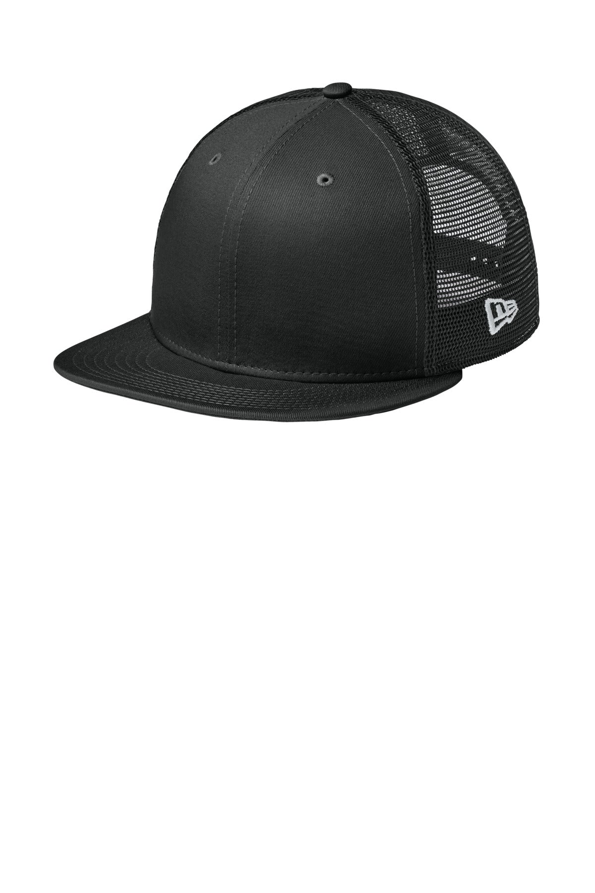 Custom logo New Era® Standard Fit Snapback Trucker Cap NE4030 in Flag Black/ Black